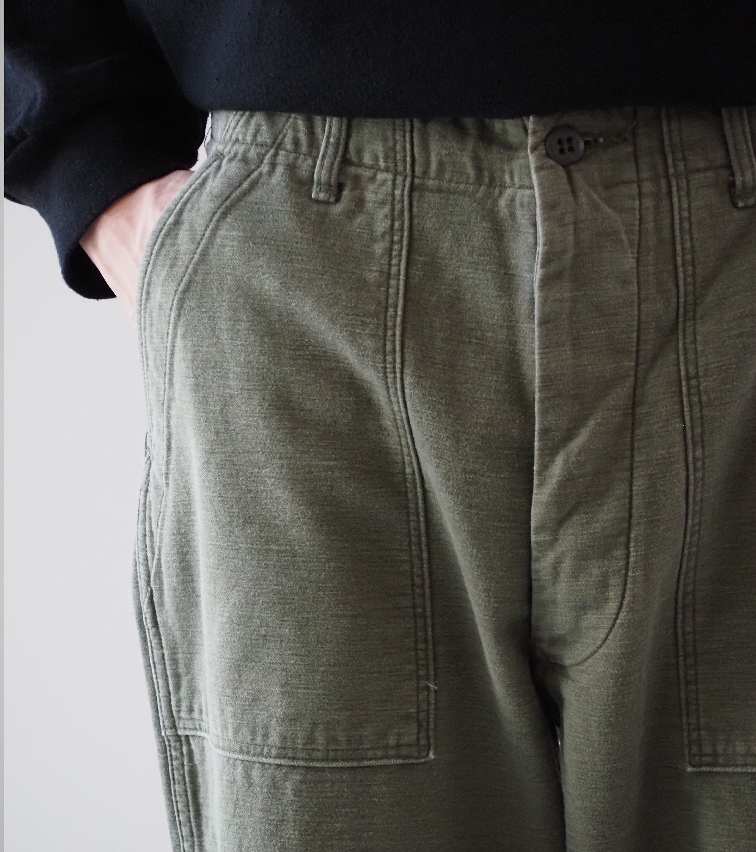 orslow リアル ユーズド ウォッシュ ヴィンテージ フィット ファティーグ パンツ , Dark Olive Stone