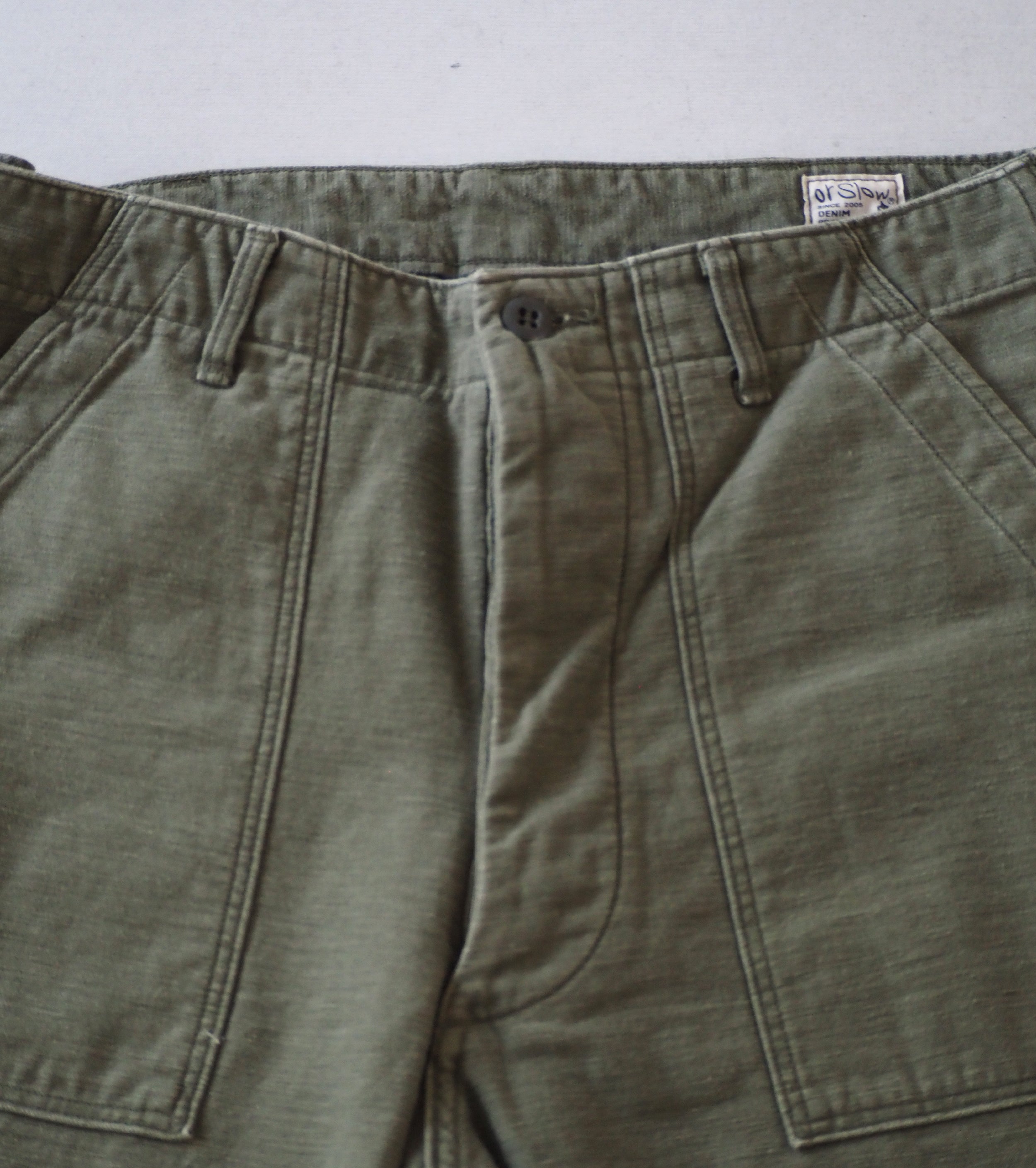 orslow リアル ユーズド ウォッシュ ヴィンテージ フィット ファティーグ パンツ , Dark Olive Stone