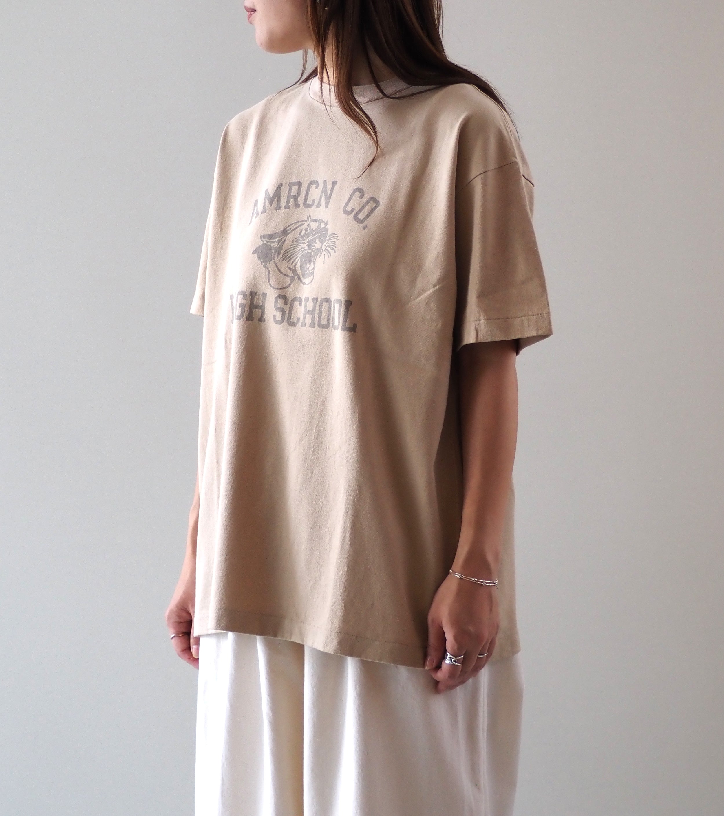 Americana USED加工 ショートスリーブ Tシャツ , Beige