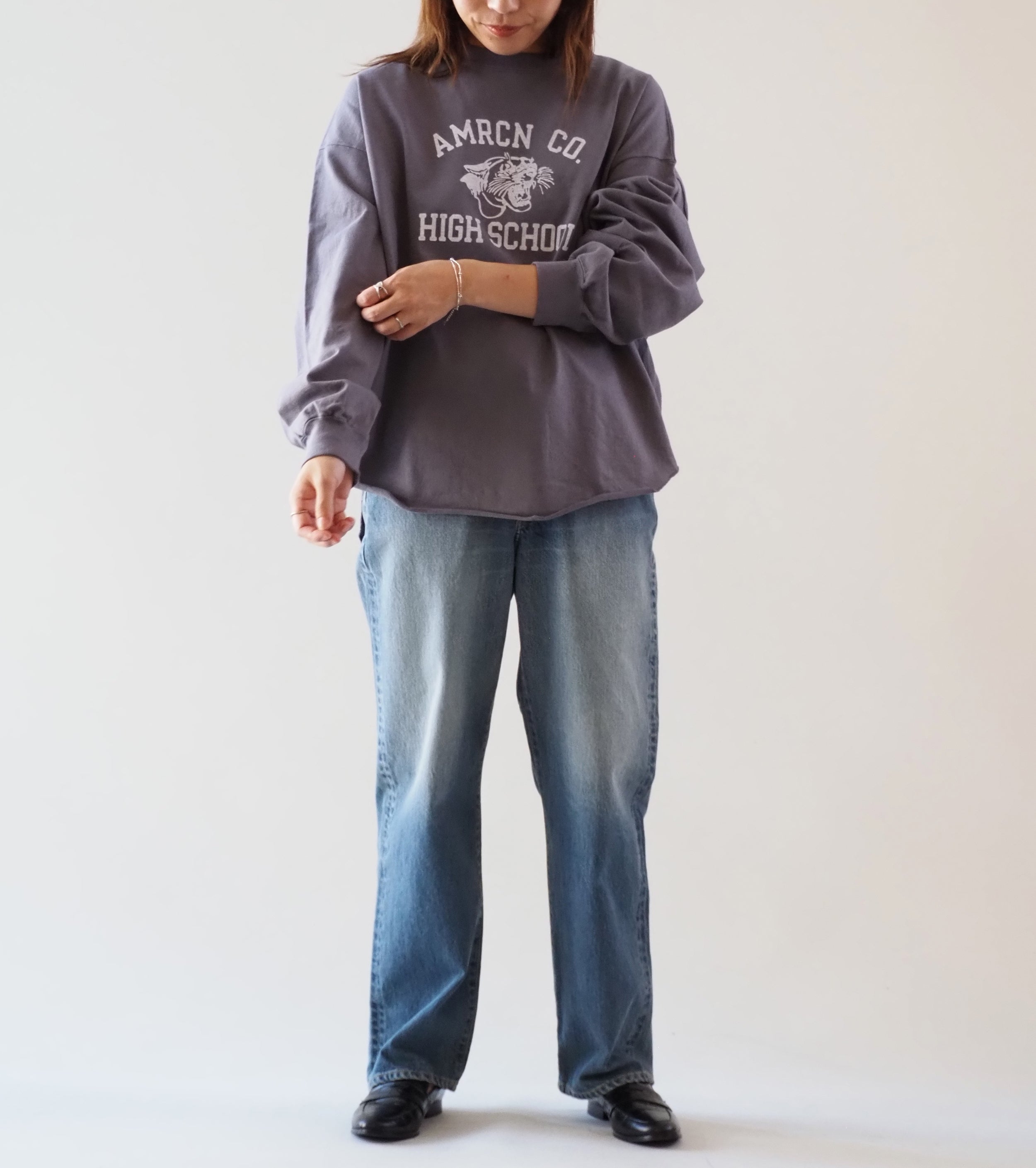 Americana USED加工 ロングスリーブ ティーシャツ  , Nasu