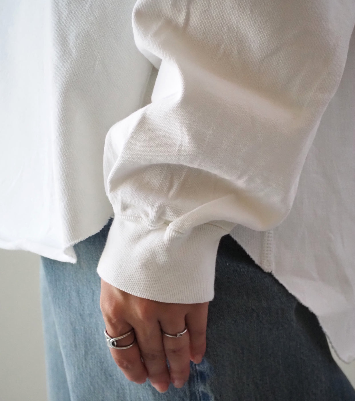Americana USED加工 ロングスリーブ ティーシャツ  , White