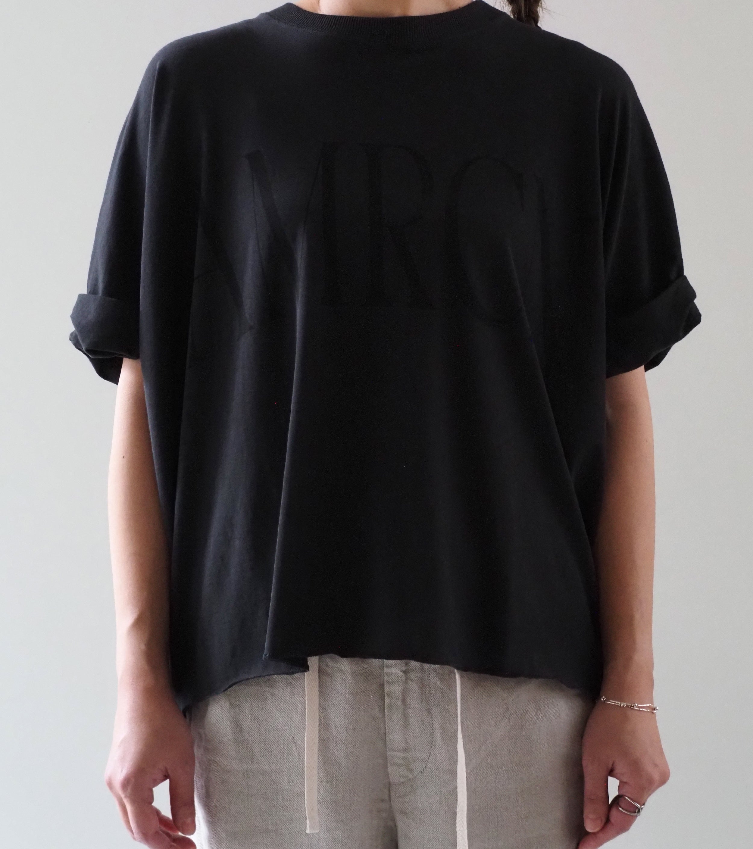 Americana クロップド ワイド ロールアップ ティーシャツ , Sumikuro