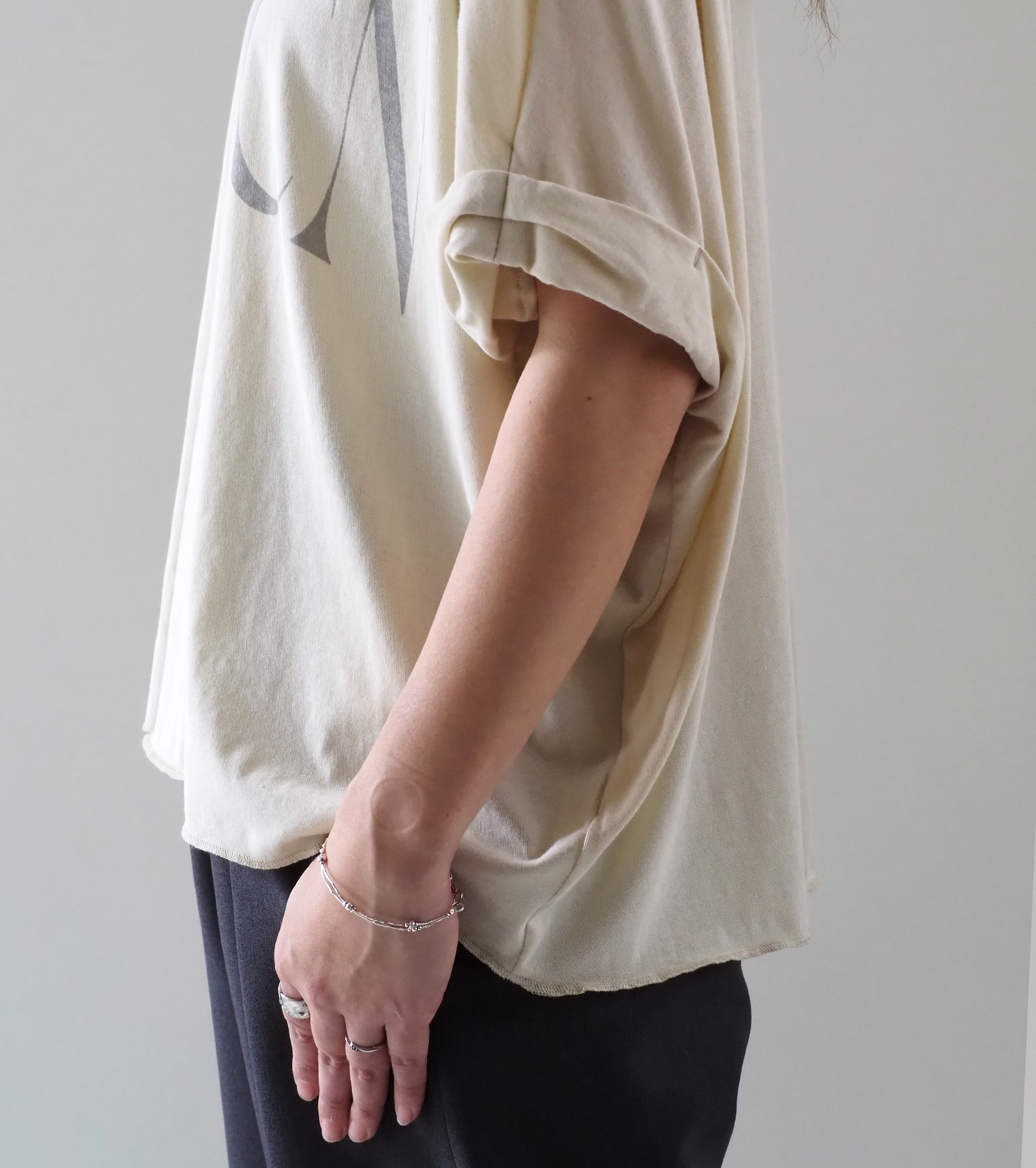 Americana クロップド ワイド ロールアップ ティーシャツ , Light Yellow