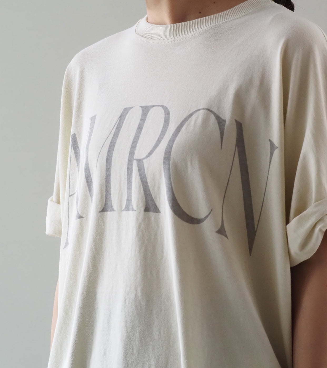 Americana クロップド ワイド ロールアップ ティーシャツ , Light Yellow