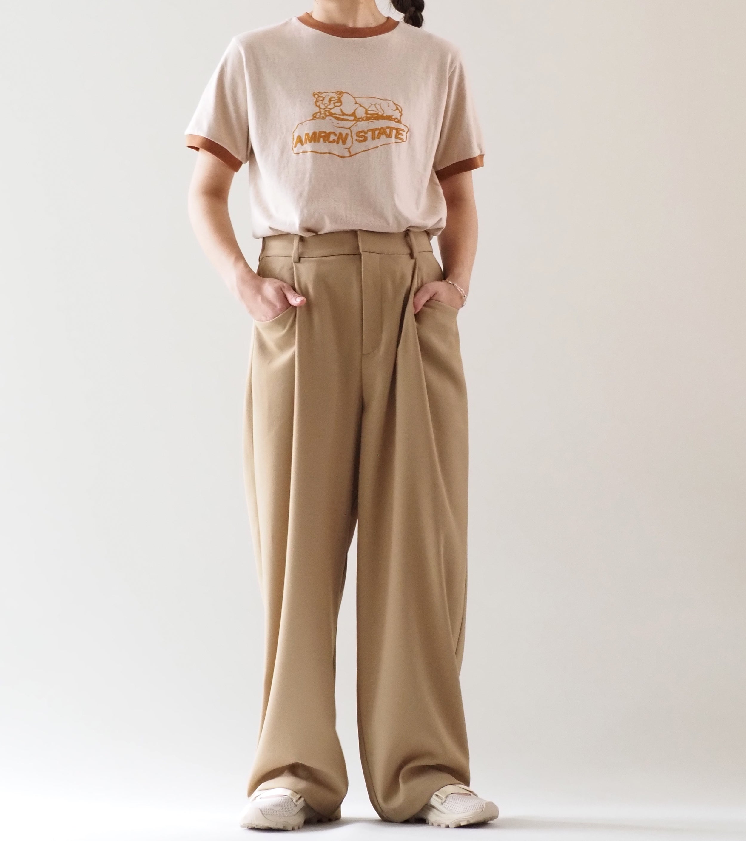 Americana Ringer T-shirt  , Ecru Beige