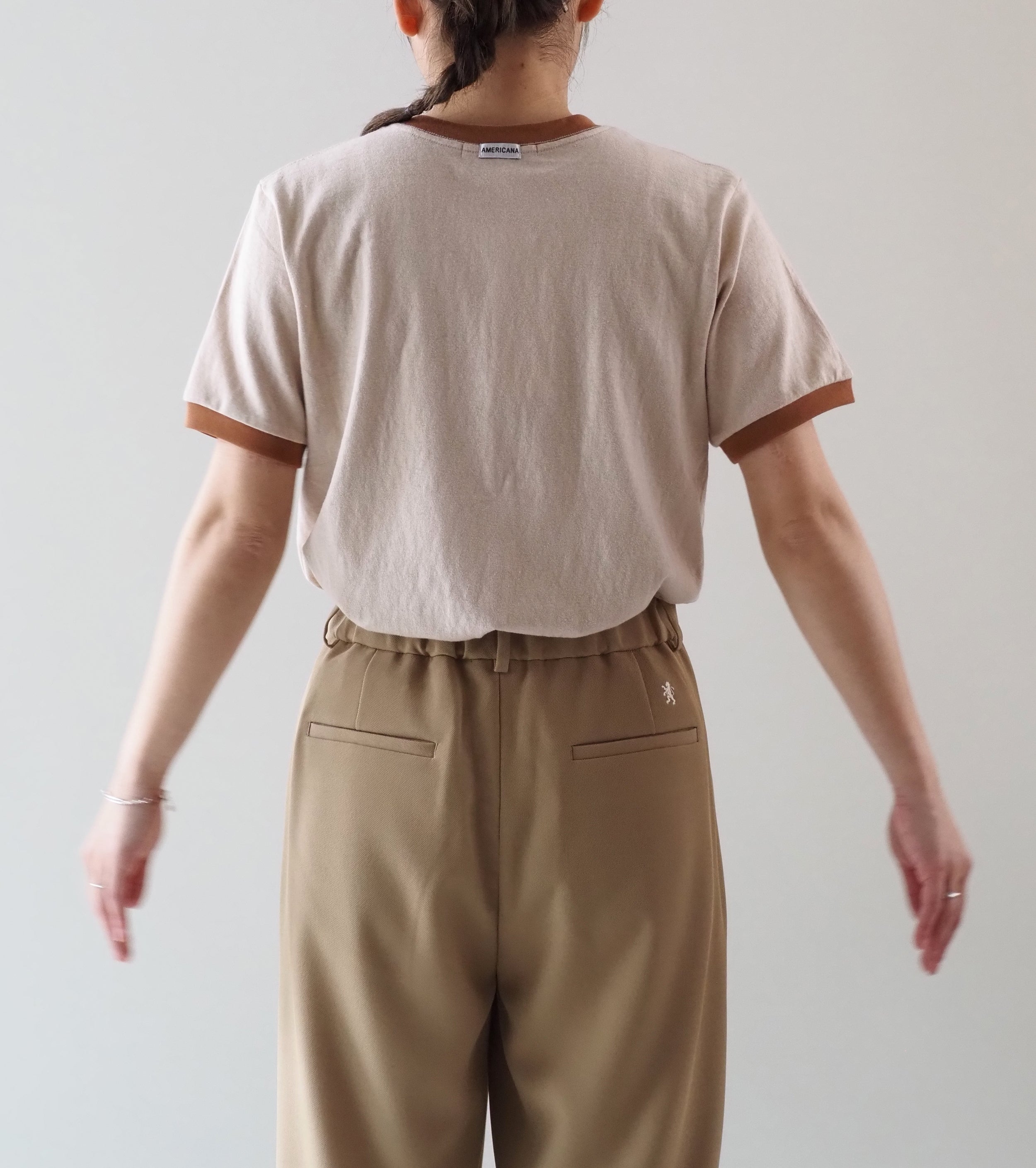 Americana Ringer T-shirt  , Ecru Beige