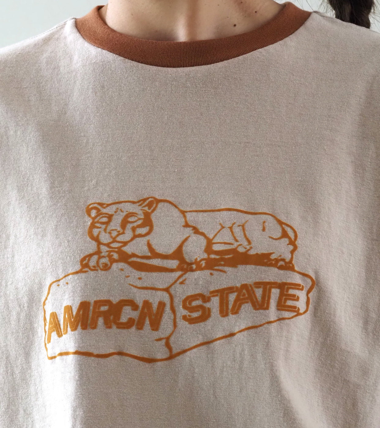 Americana Ringer T-shirt  , Ecru Beige