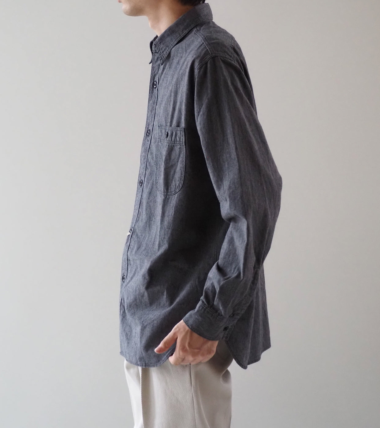 Orslow リラックスフィット シャンブレーシャツ , Gray