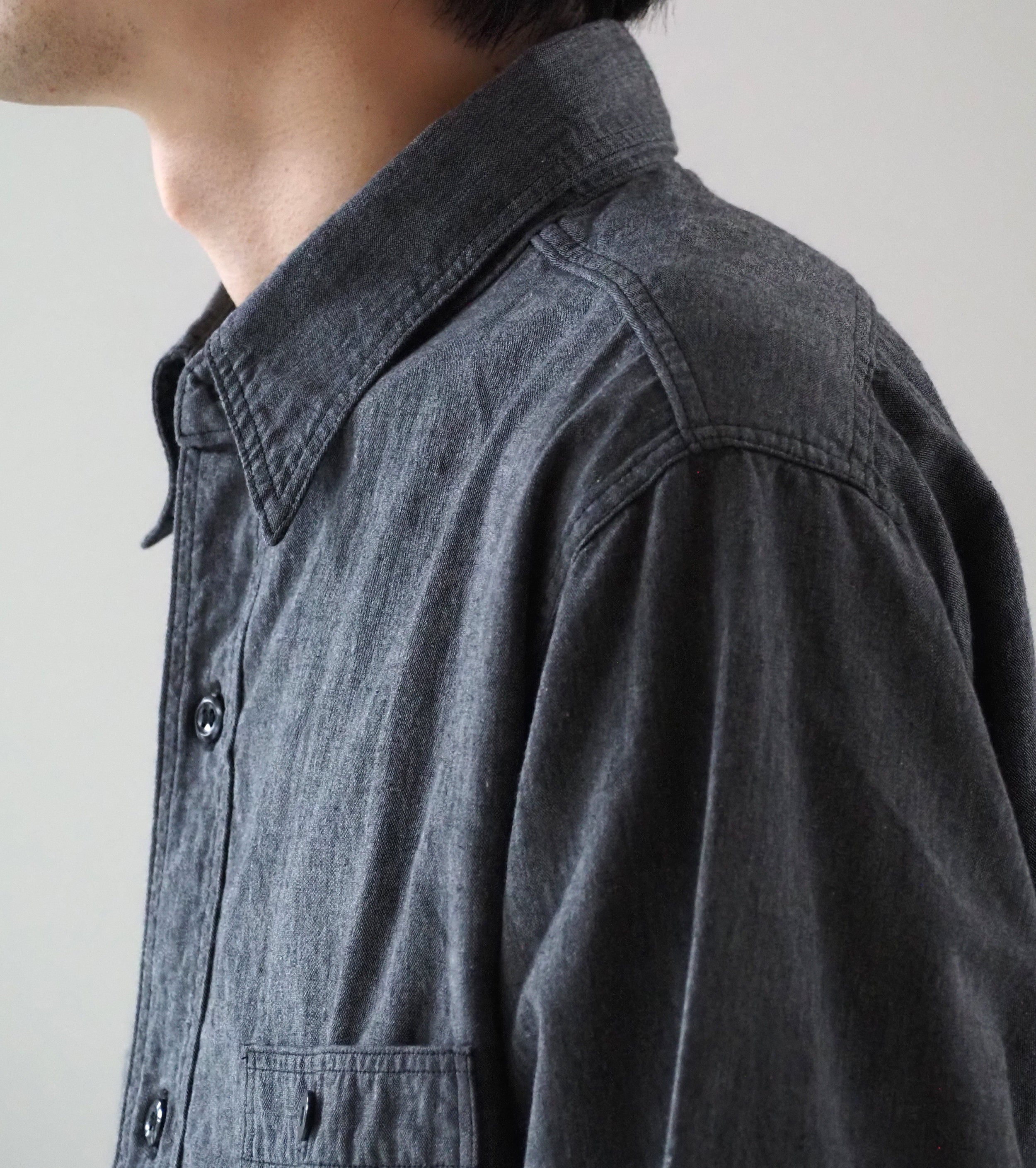 Orslow リラックスフィット シャンブレーシャツ , Gray