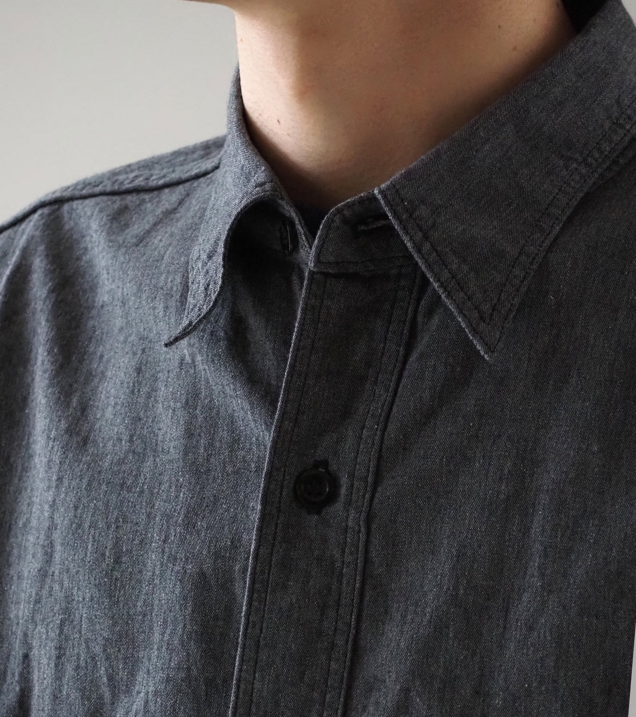 Orslow リラックスフィット シャンブレーシャツ , Gray
