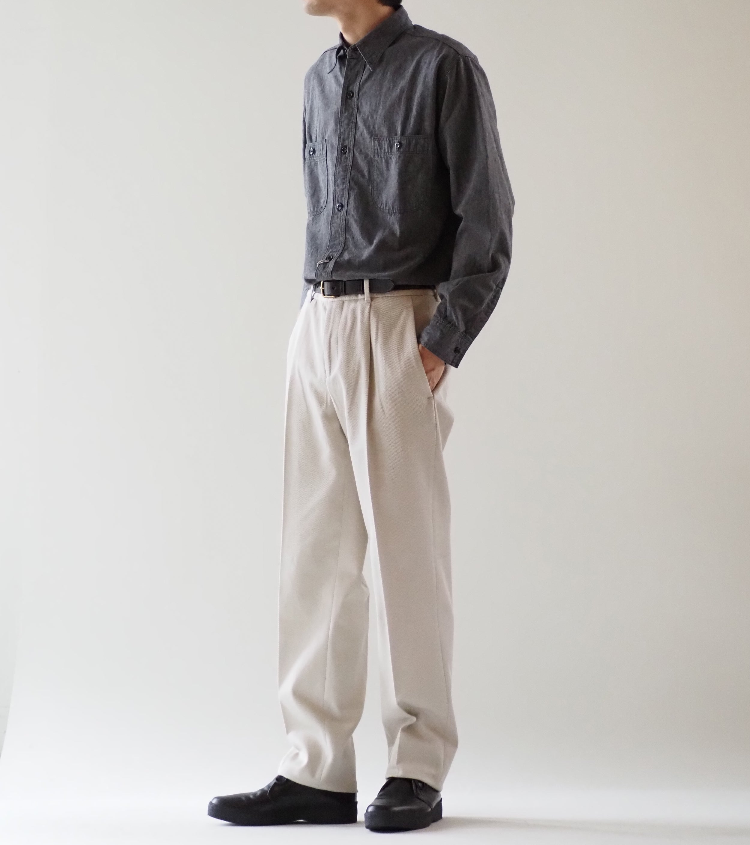 Orslow リラックスフィット シャンブレーシャツ , Gray