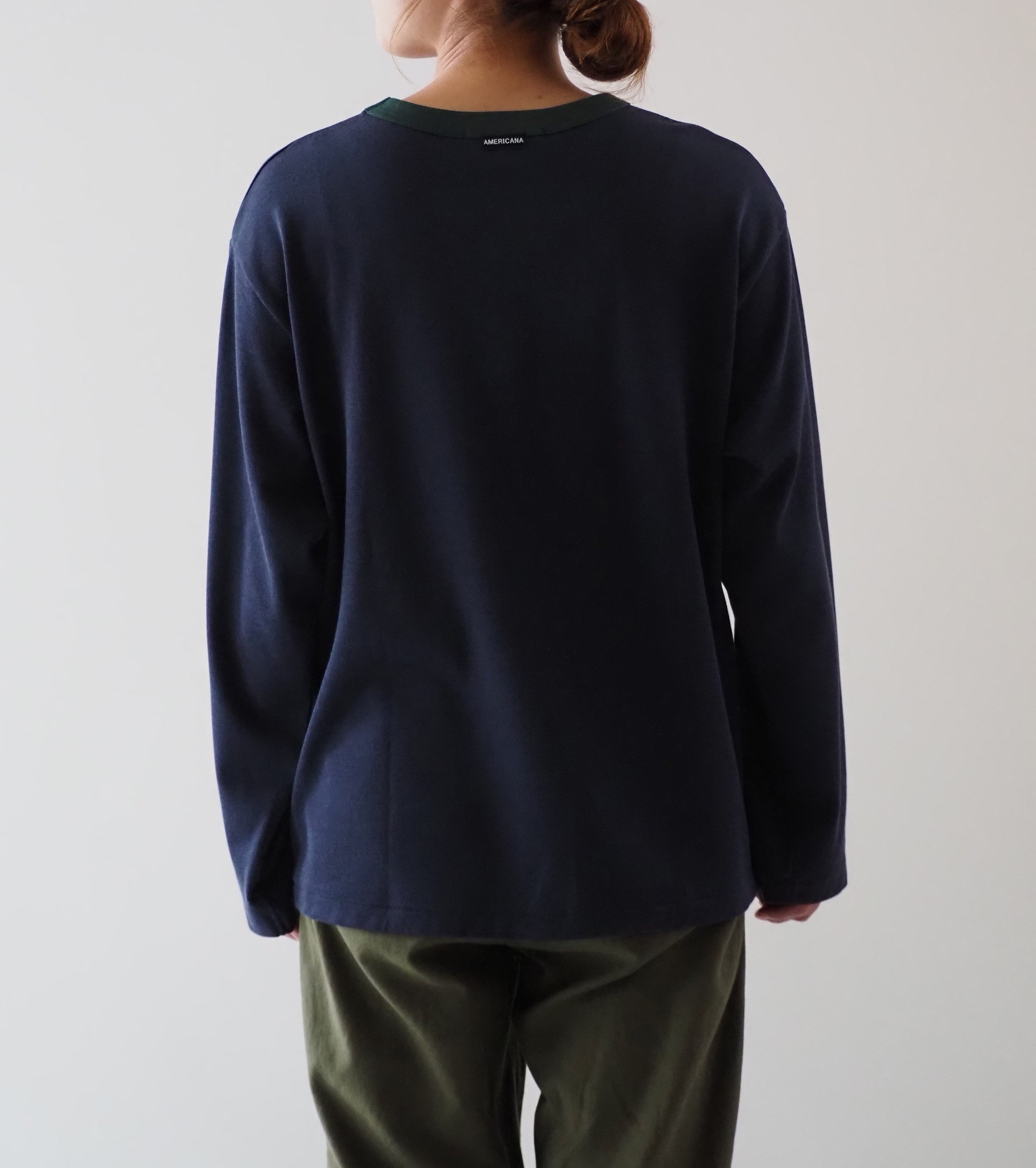 Americana フットボール リンガー Tシャツ , Navy