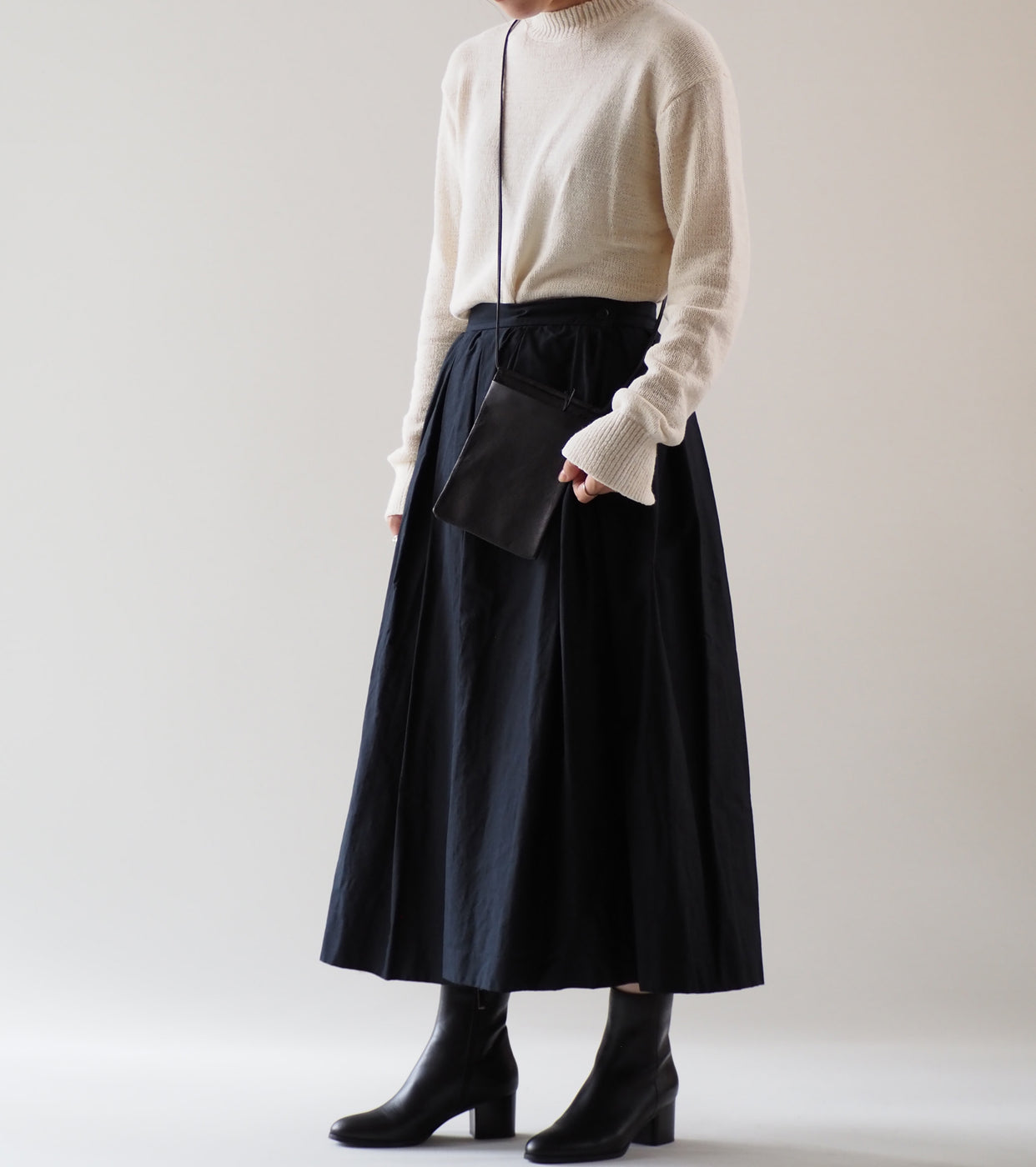 YAECA CANVAS DESIGN タック スカート , Dark Navy
