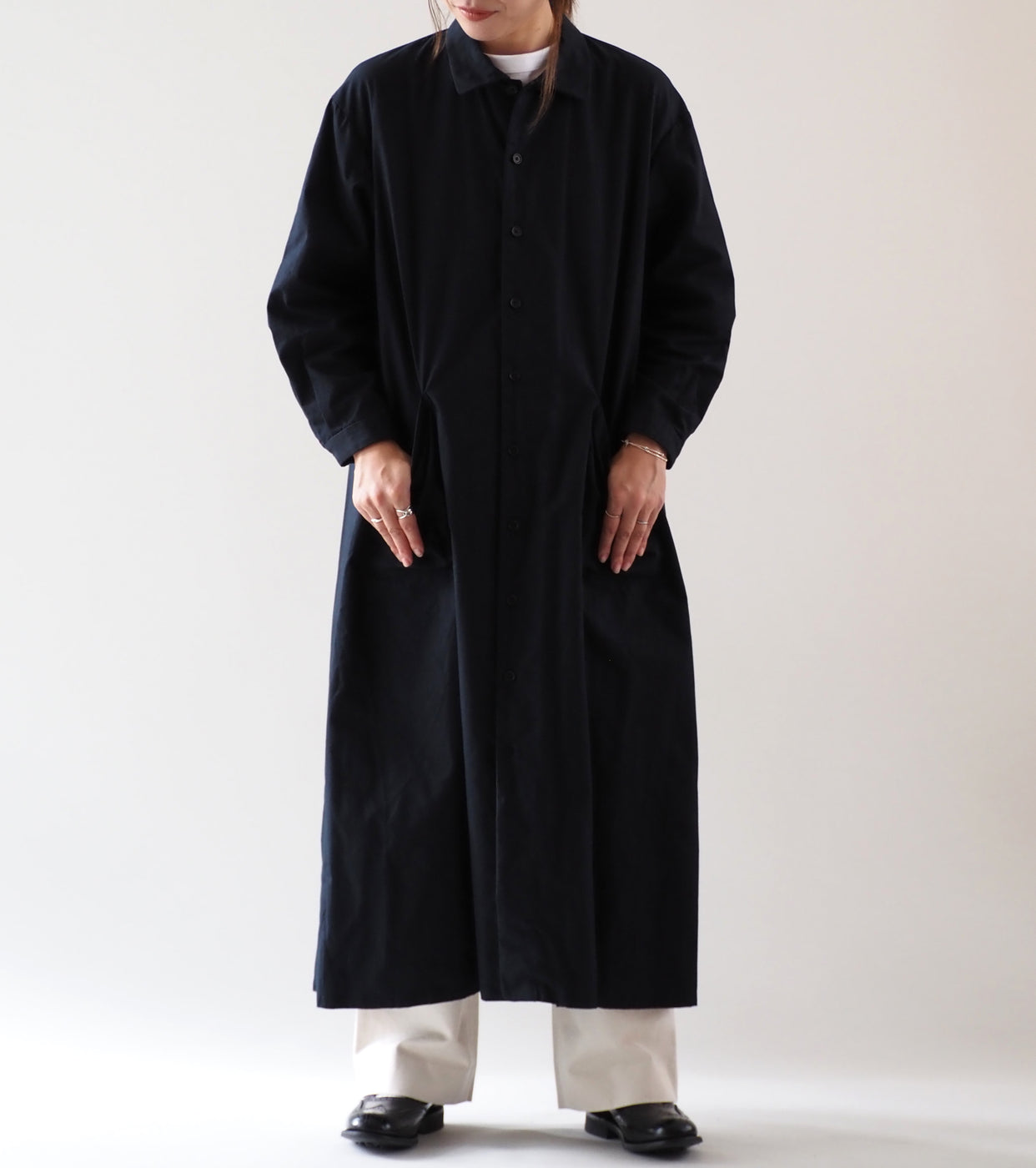YAECA CANVAS DESIGN ワークシャツドレス , Dark Navy