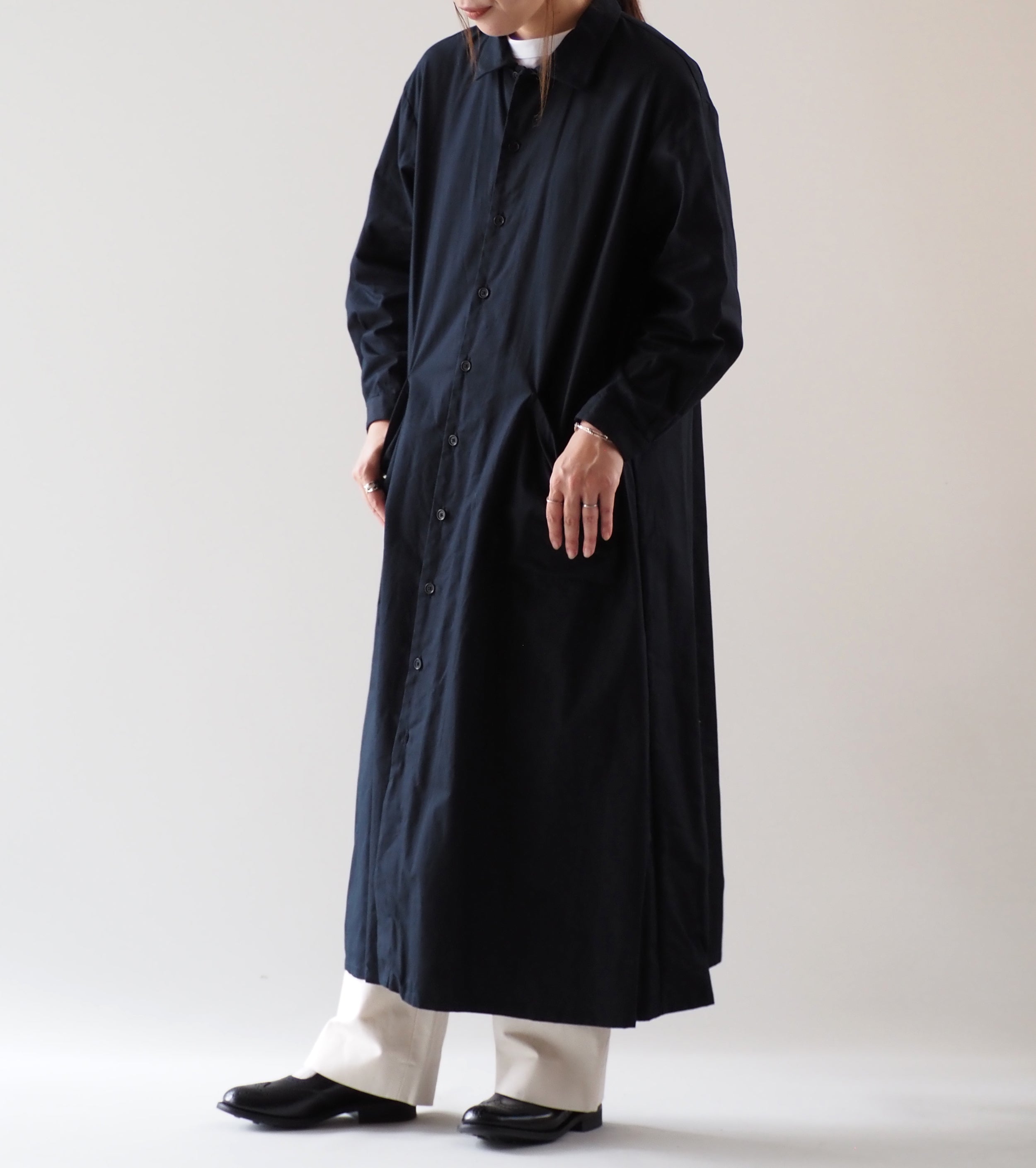 YAECA CANVAS DESIGN ワークシャツドレス , Dark Navy