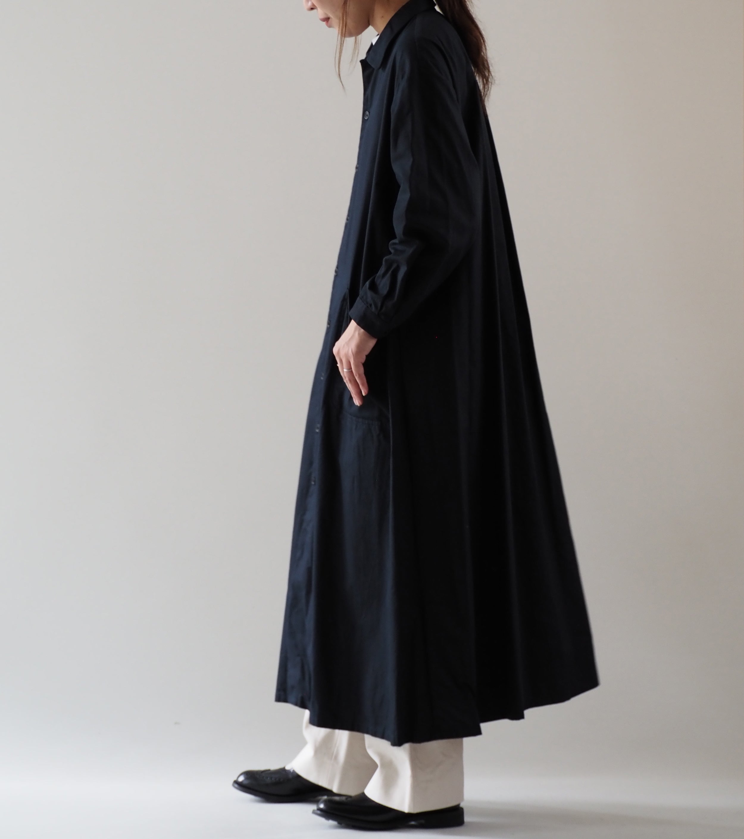 YAECA CANVAS DESIGN ワークシャツドレス , Dark Navy