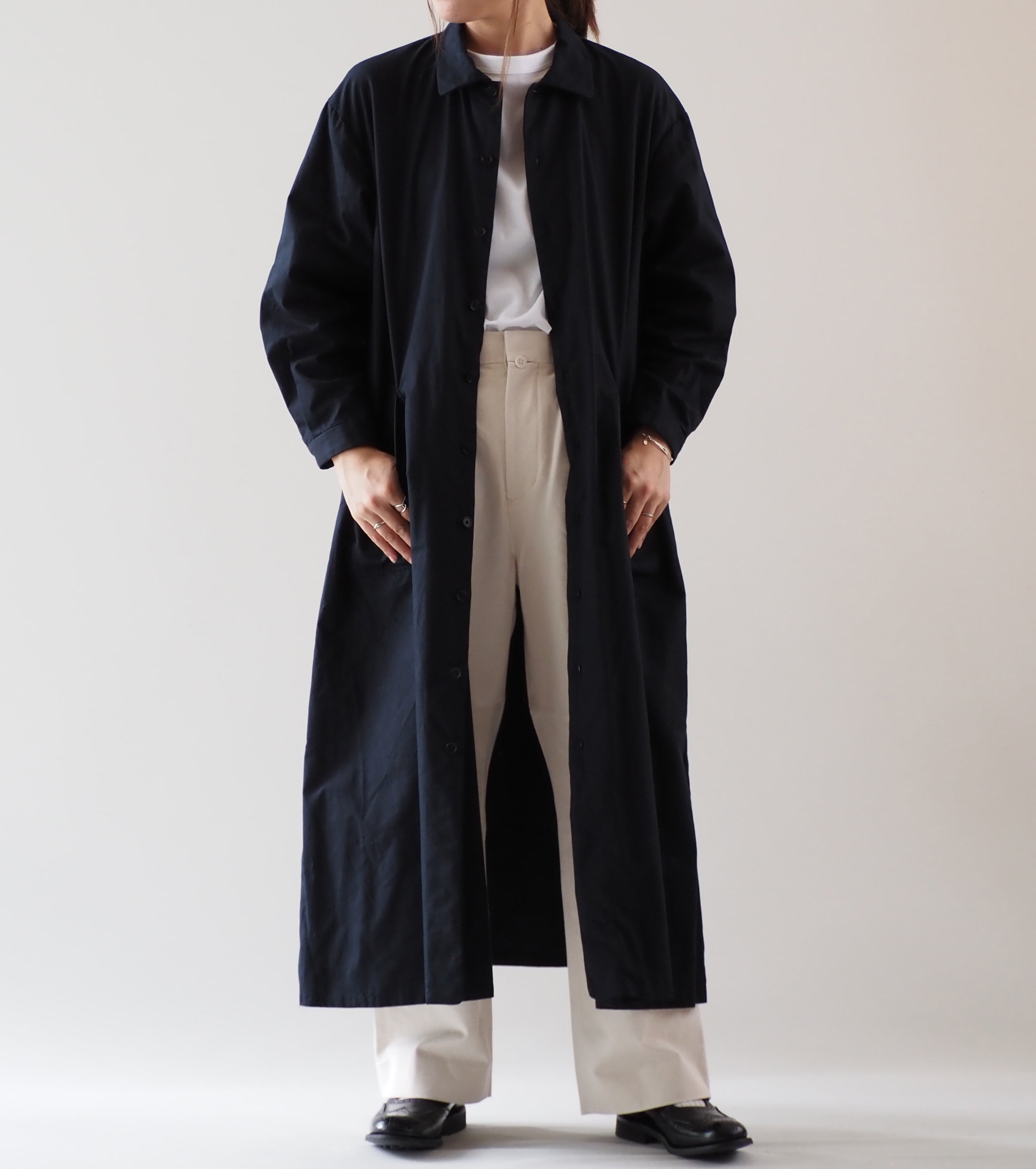 YAECA CANVAS DESIGN ワークシャツドレス , Dark Navy