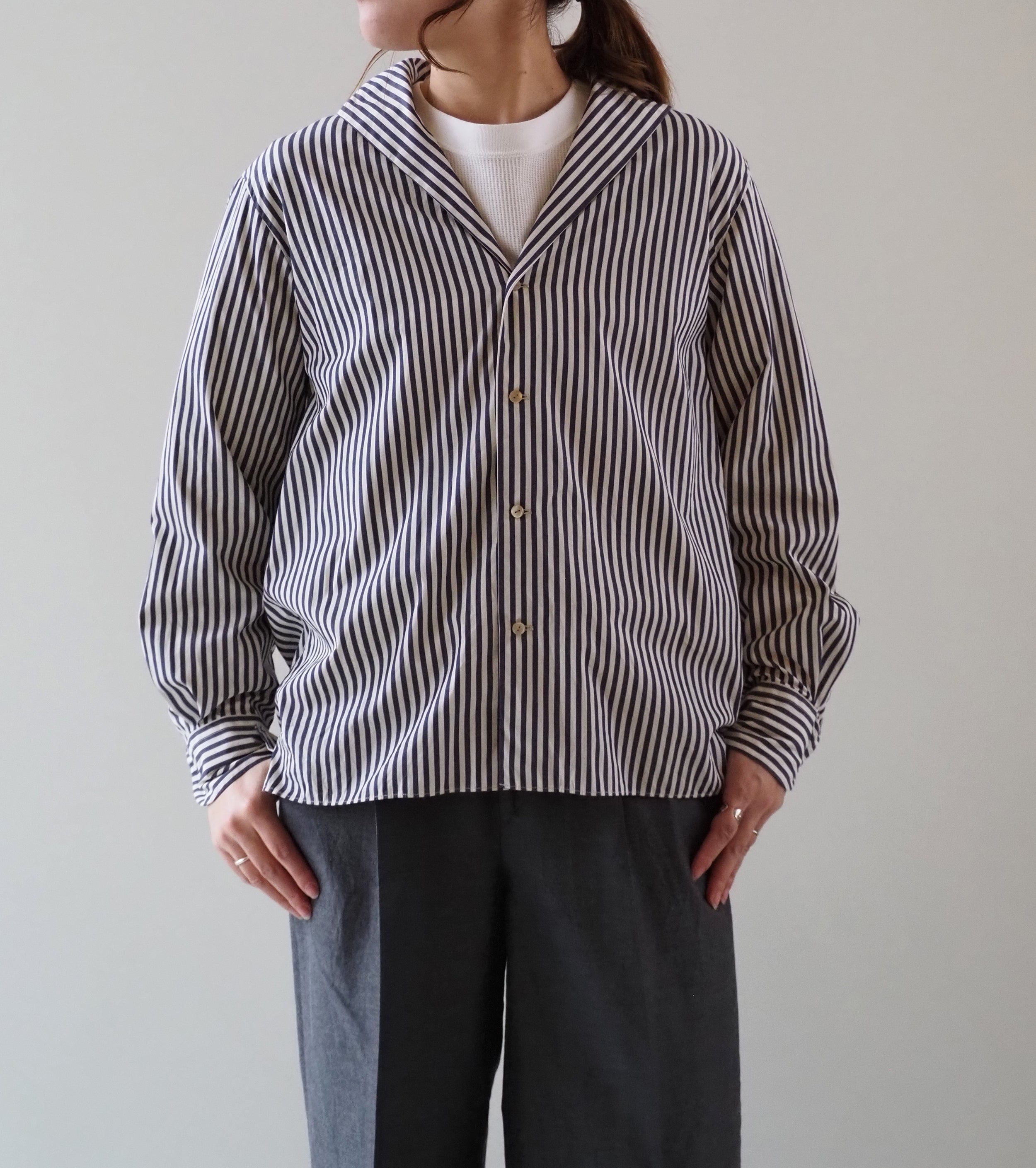 blurhms ストライプ フレンチ ショール カラー シャツ , Stripe