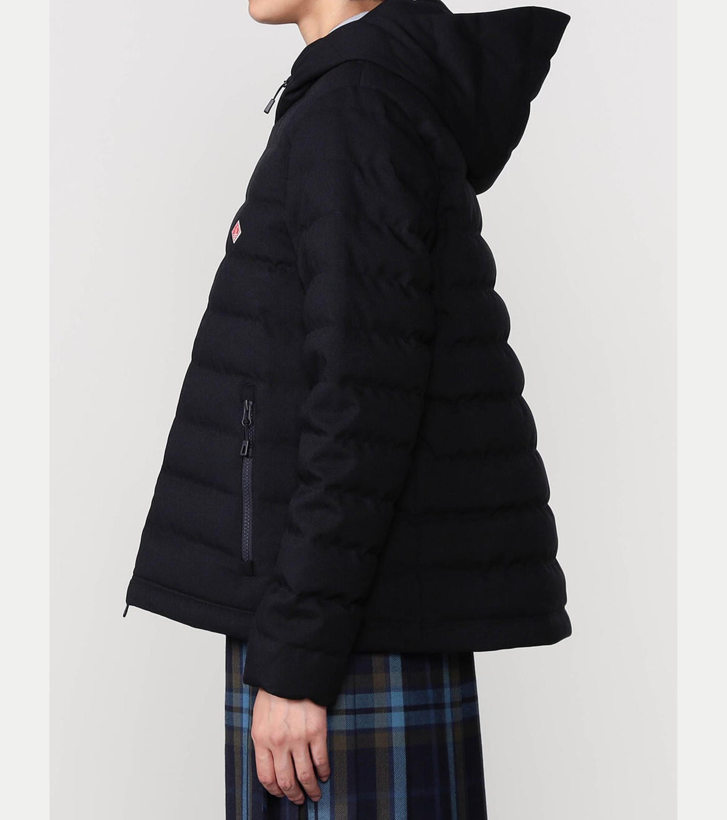 DANTON Wool-like Polyester Middle Down Hooded Jacket, Navy