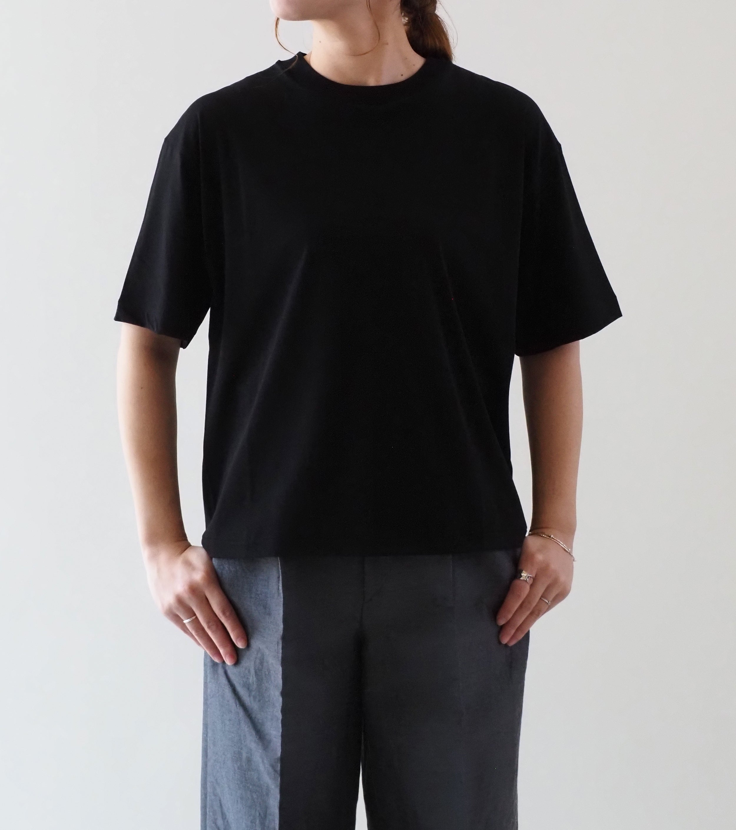 ALWEL ハーフ スリーブ ボックス Tシャツ , Black