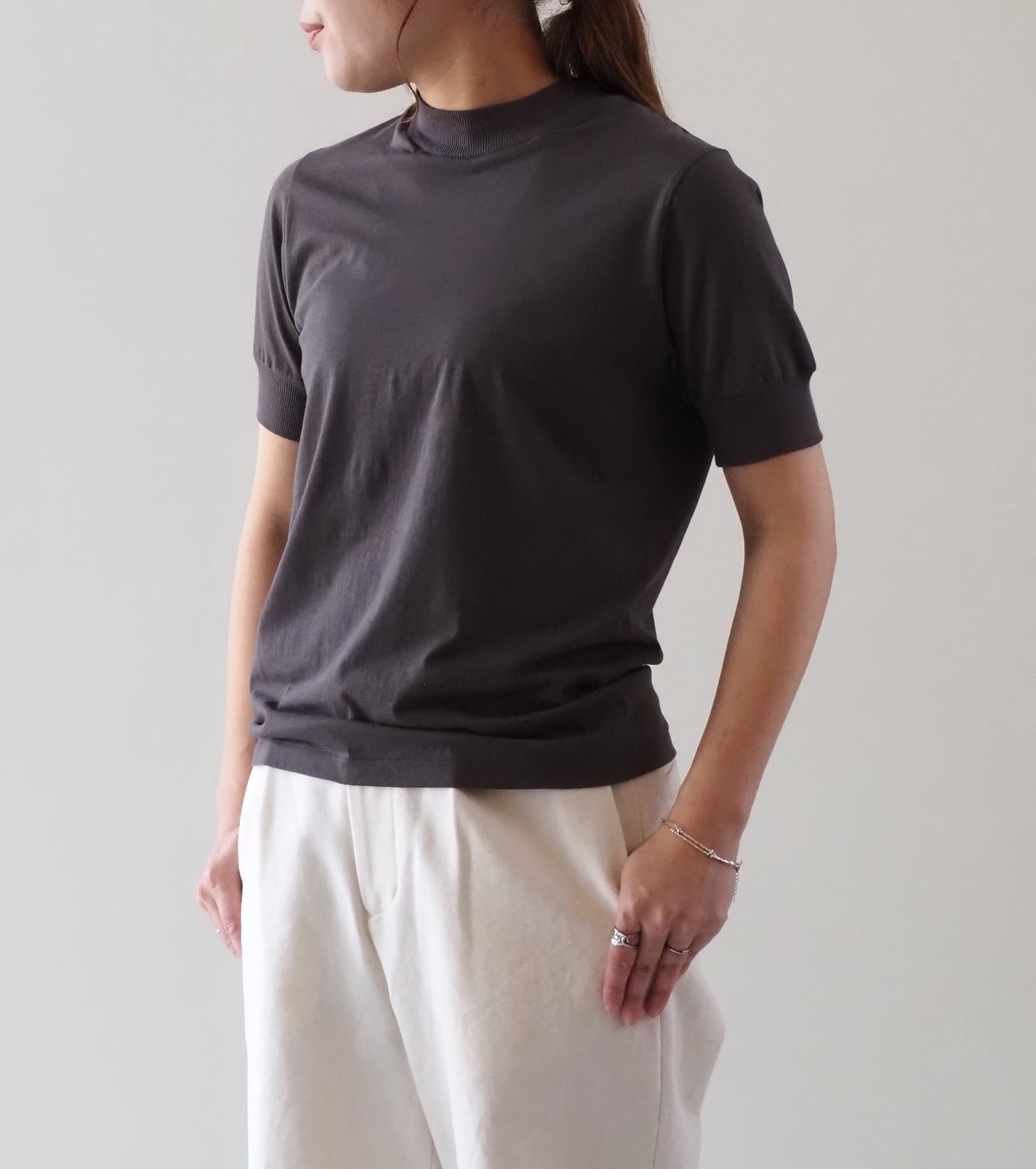 ALWEL モックネック Tシャツ , Dark Brown