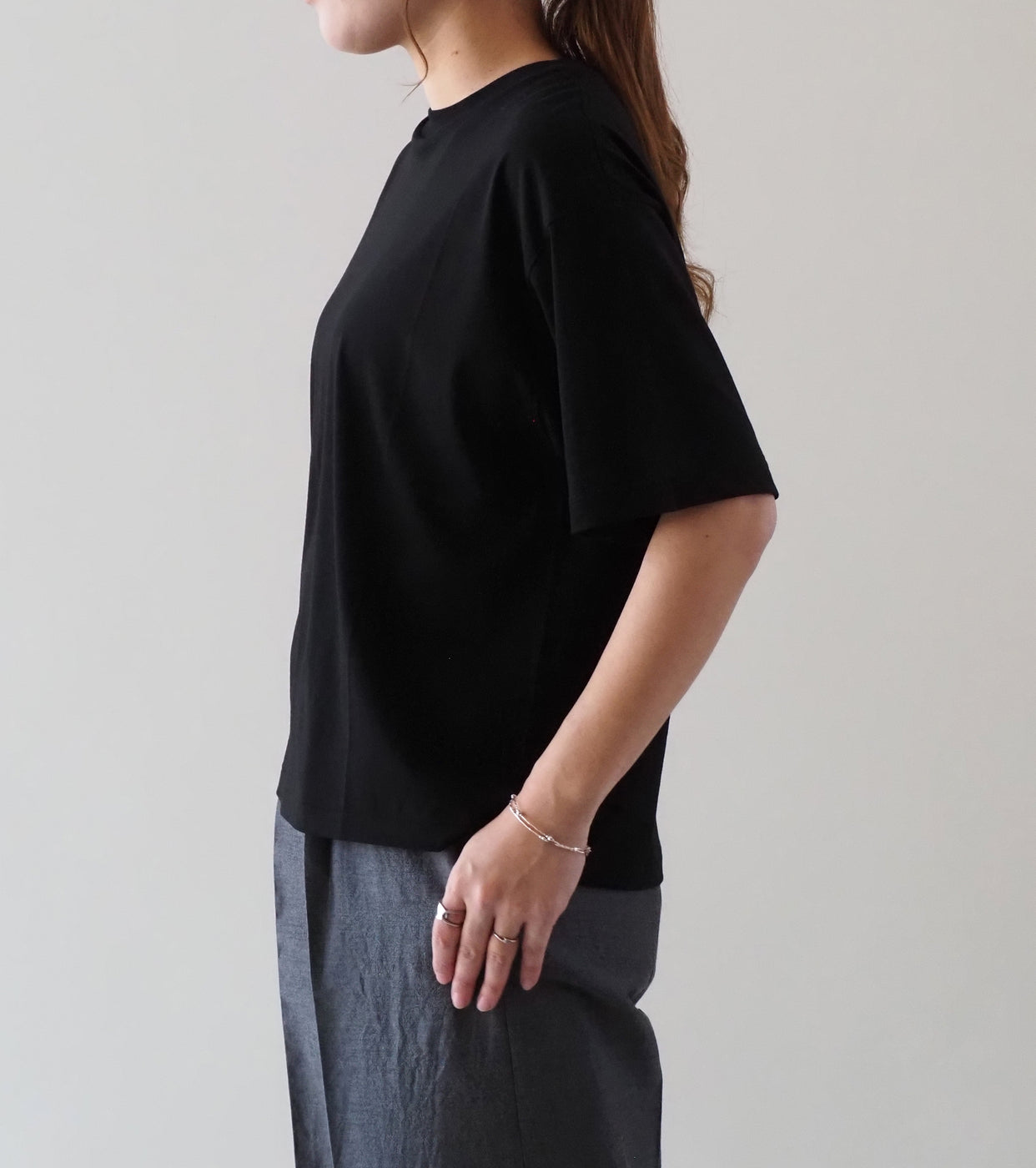 ALWEL ハーフ スリーブ ボックス Tシャツ , Black