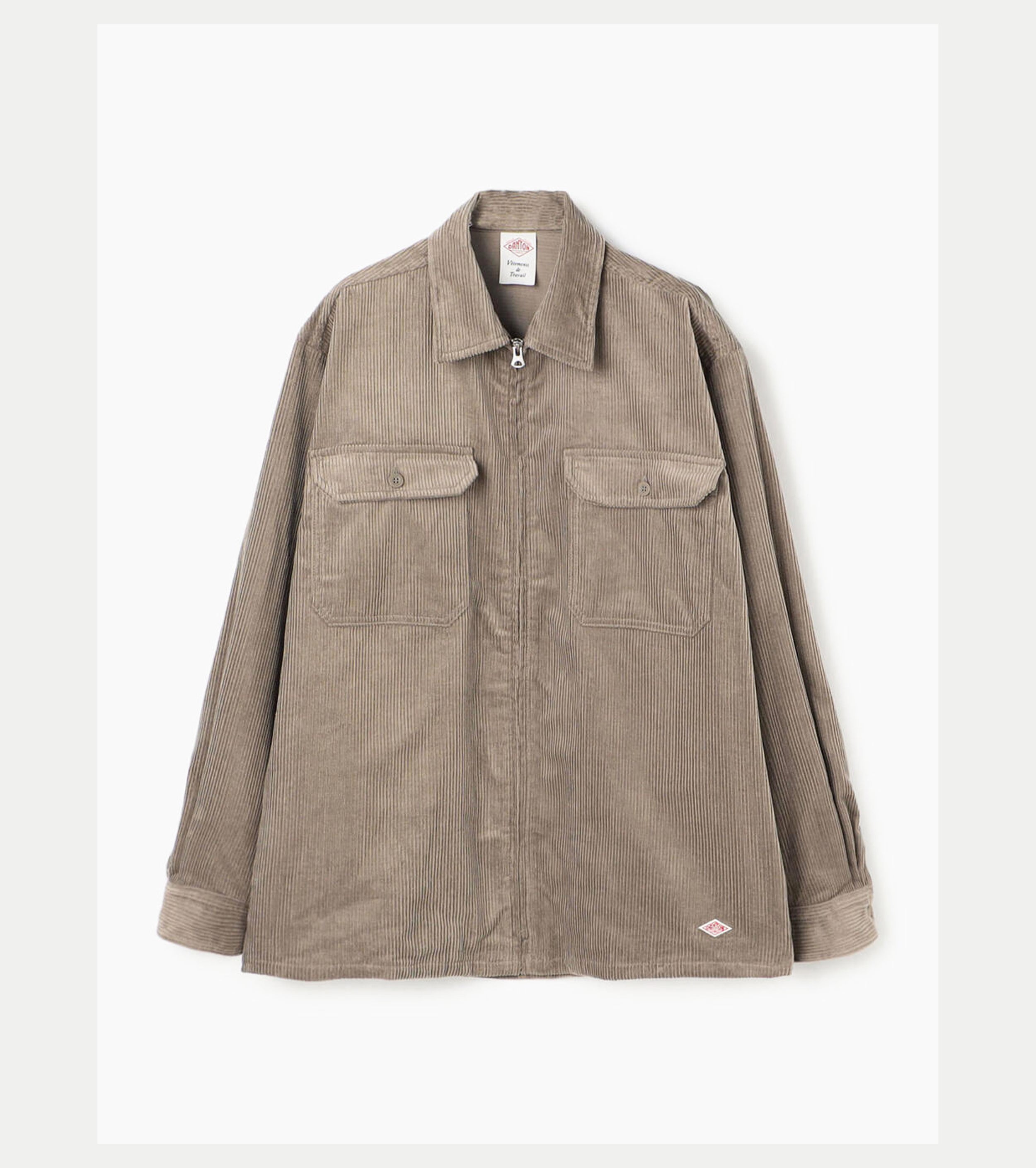 DANTON Corduroy Zip Shirt Blouson ,Taupe Grey