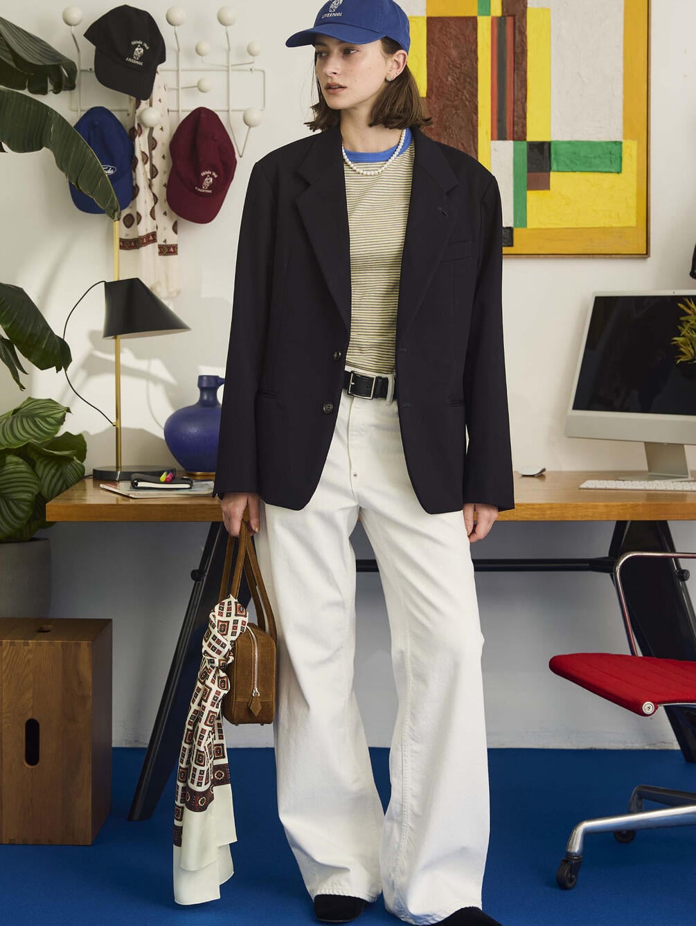 Oblada マルチ ボーダー ロング ティーシャツ , Yellow