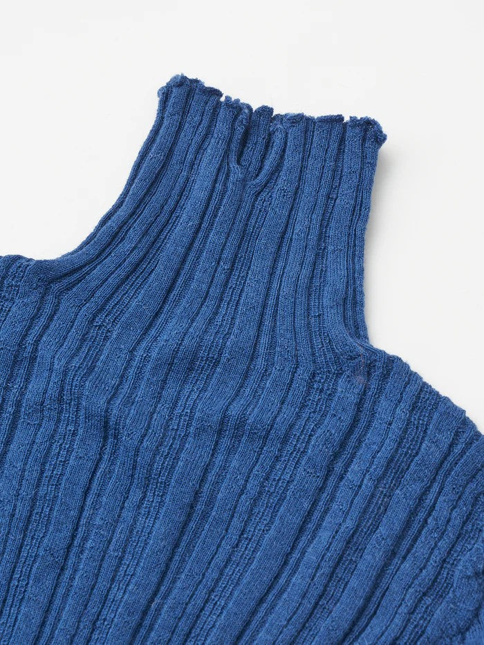 Unfil royal baby alpaca random ribbed-knit high-neck sweater , Blue