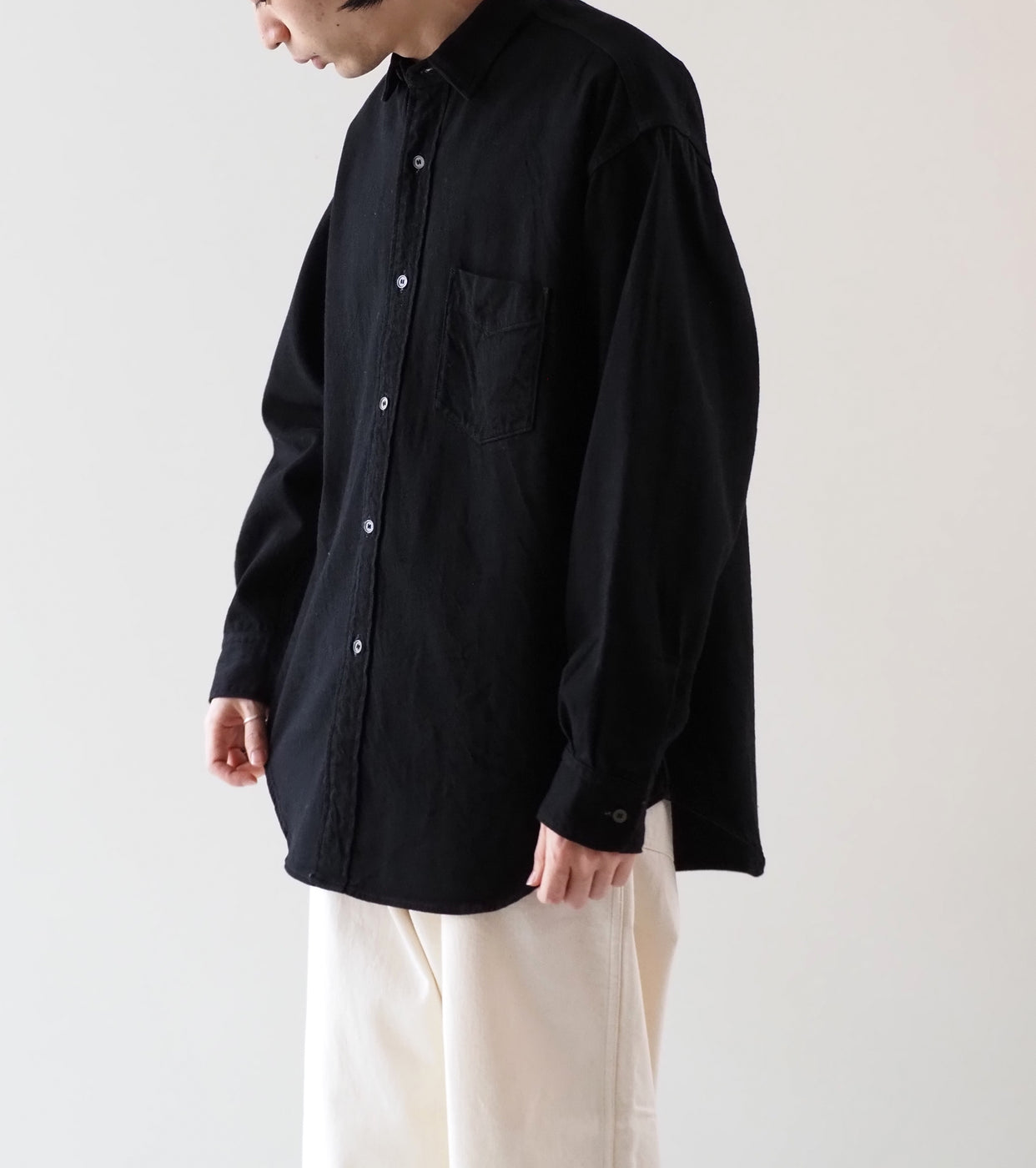 Bauth BAUTH ツイル シャツ , Black – Navyblue