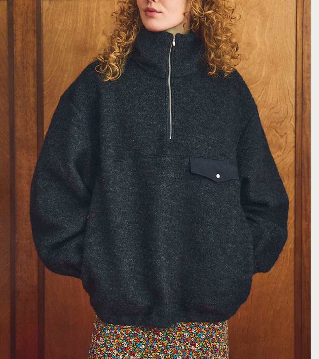 Oblada WOOL FLEECE TOPS , Charcoal Gray