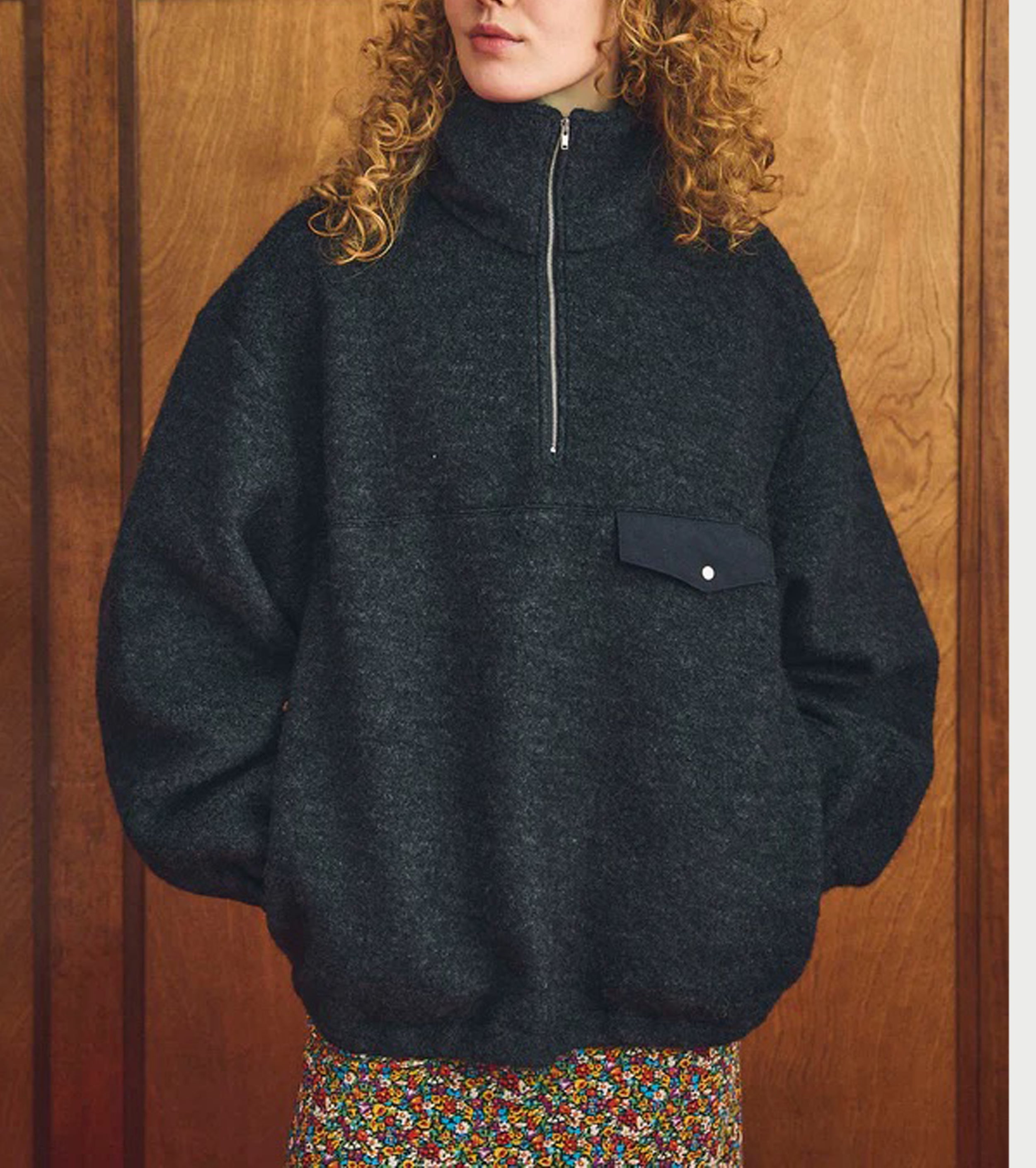 Oblada WOOL FLEECE TOPS , Charcoal Gray