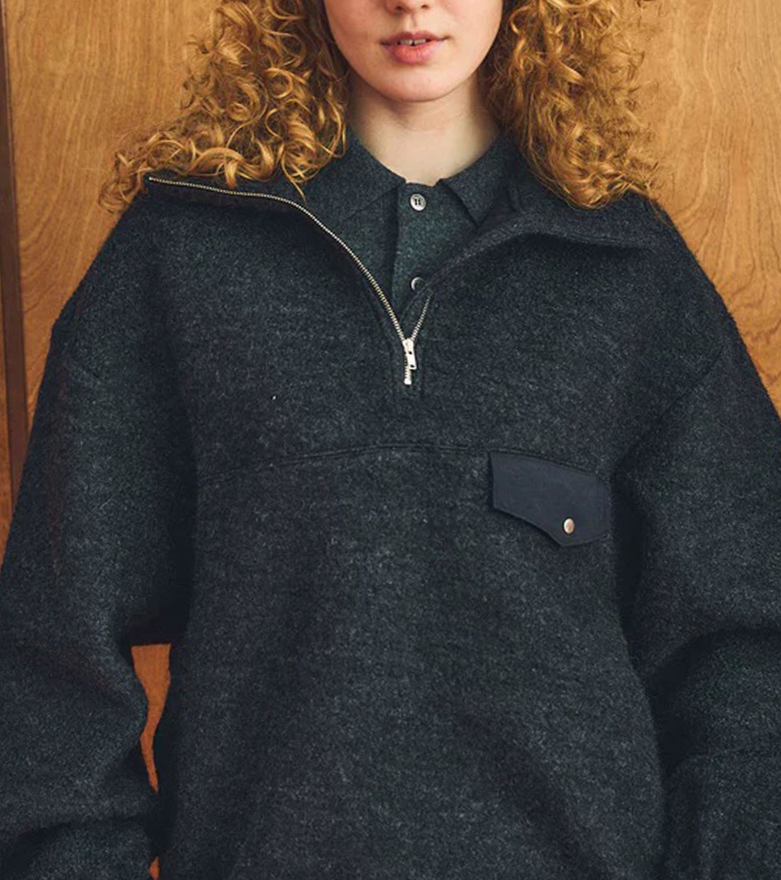 Oblada WOOL FLEECE TOPS , Charcoal Gray