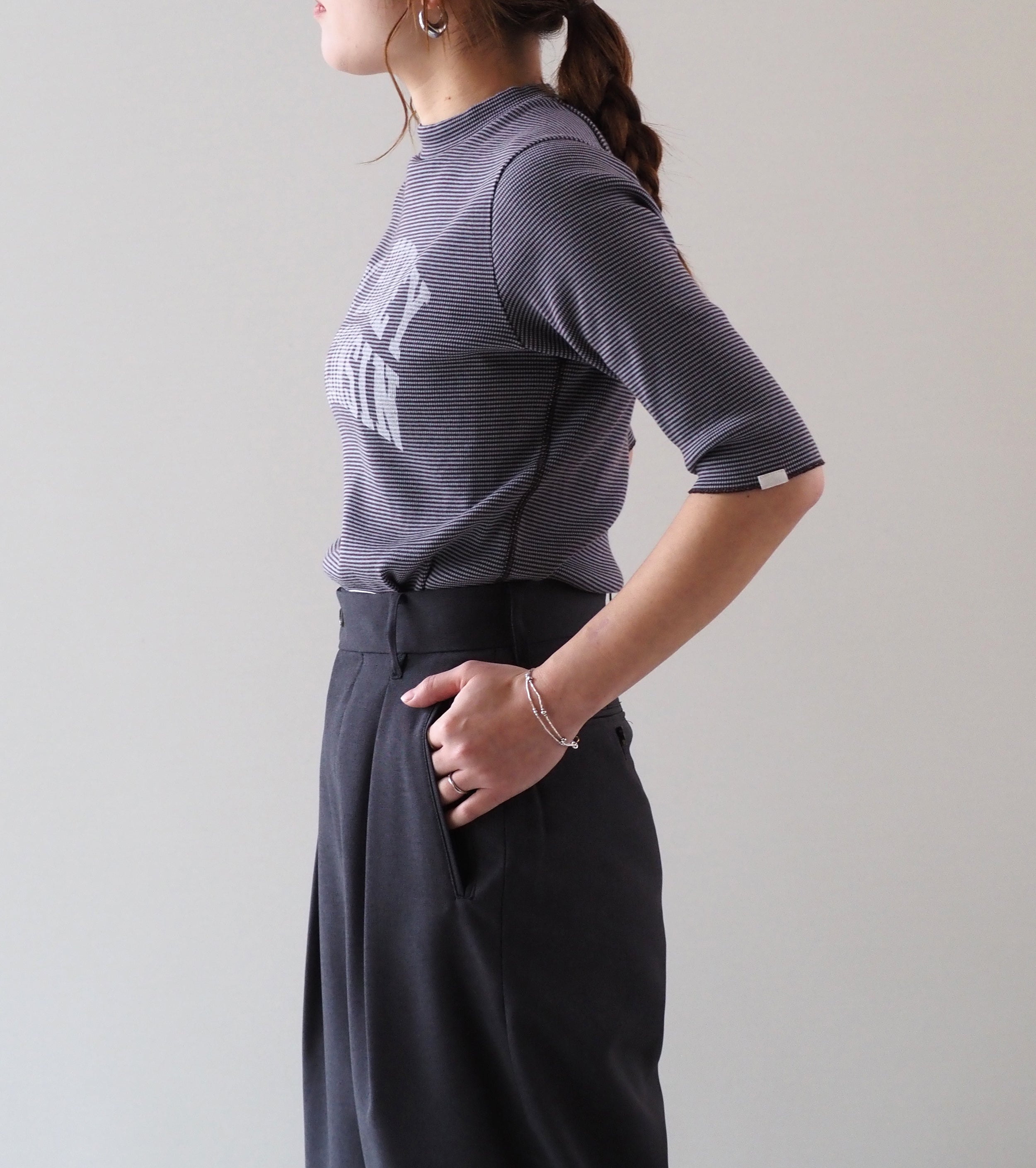 Oblada ボーダー カレッジ プリント ティー, Mint Brown