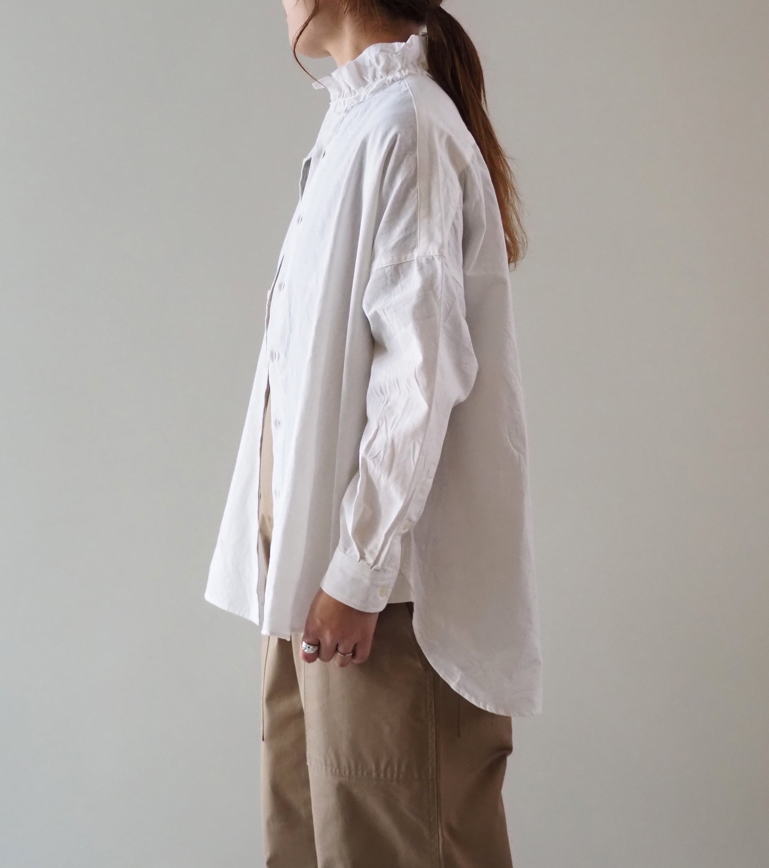 Yarmo ラッフル シャツ ダンガリー , White
