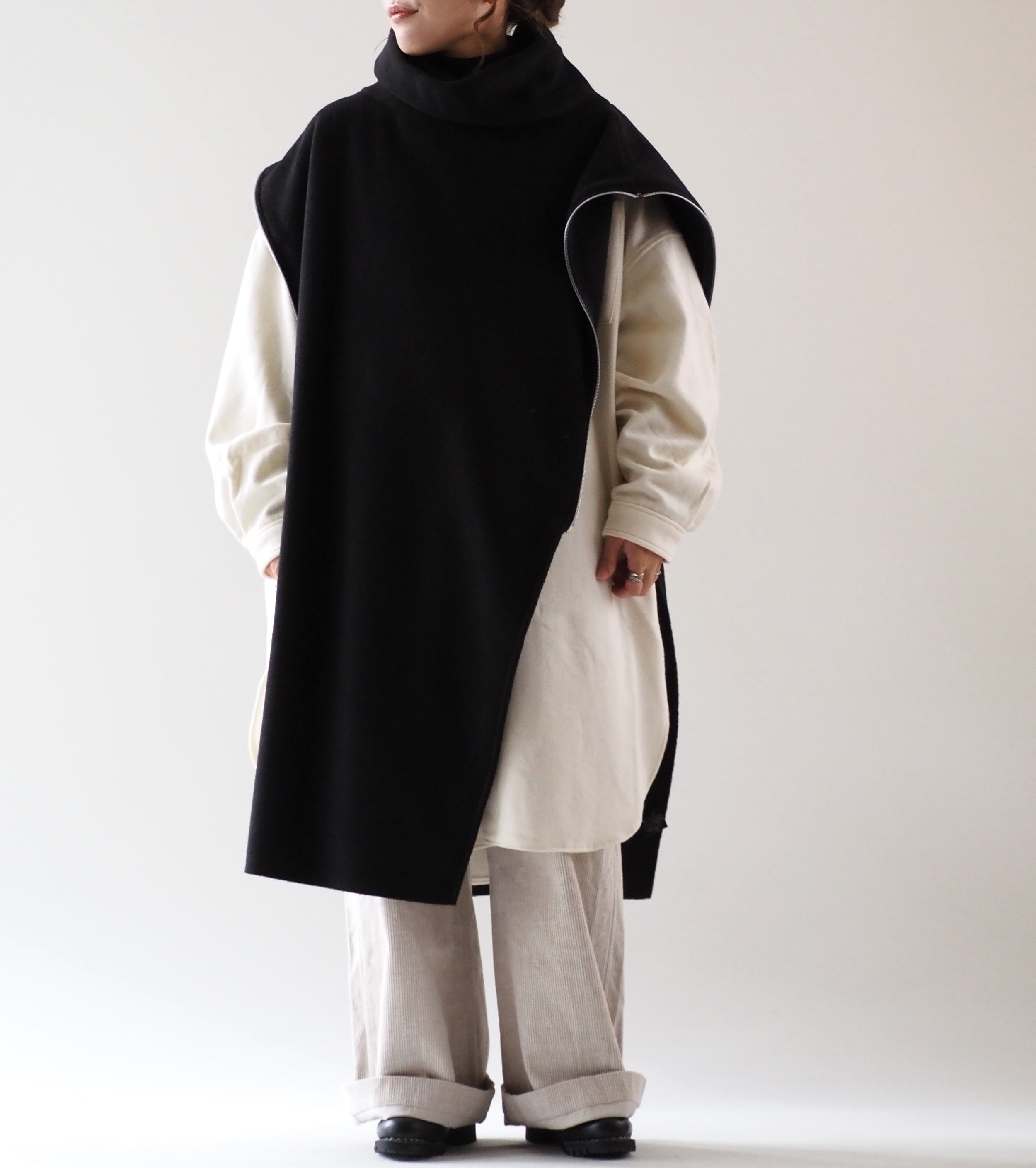 ALWEL フリース ストール ポンチョ , Black
