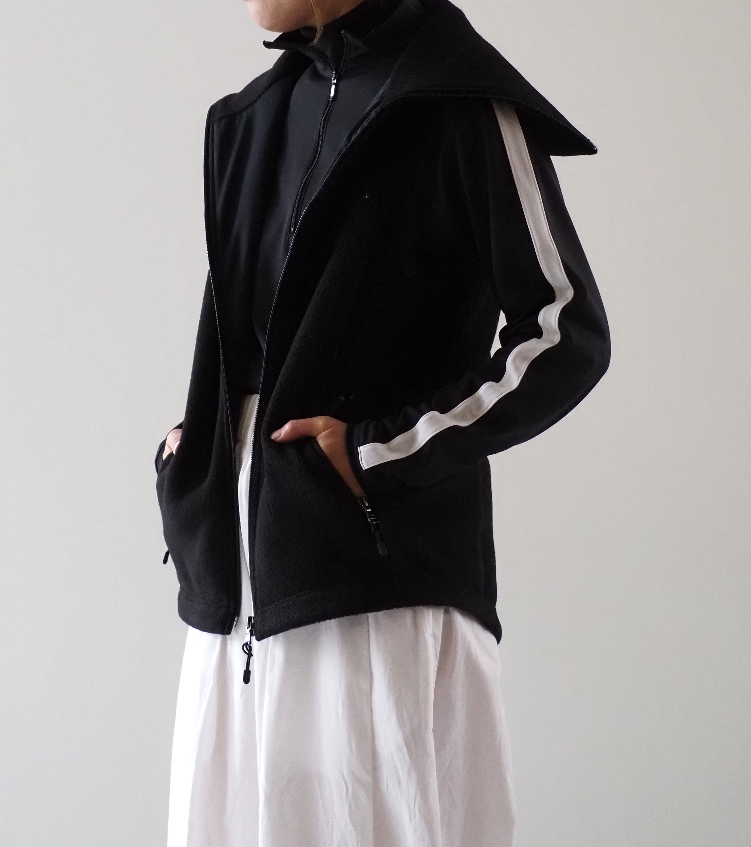 ALWEL フリース ジップ ベスト , Black