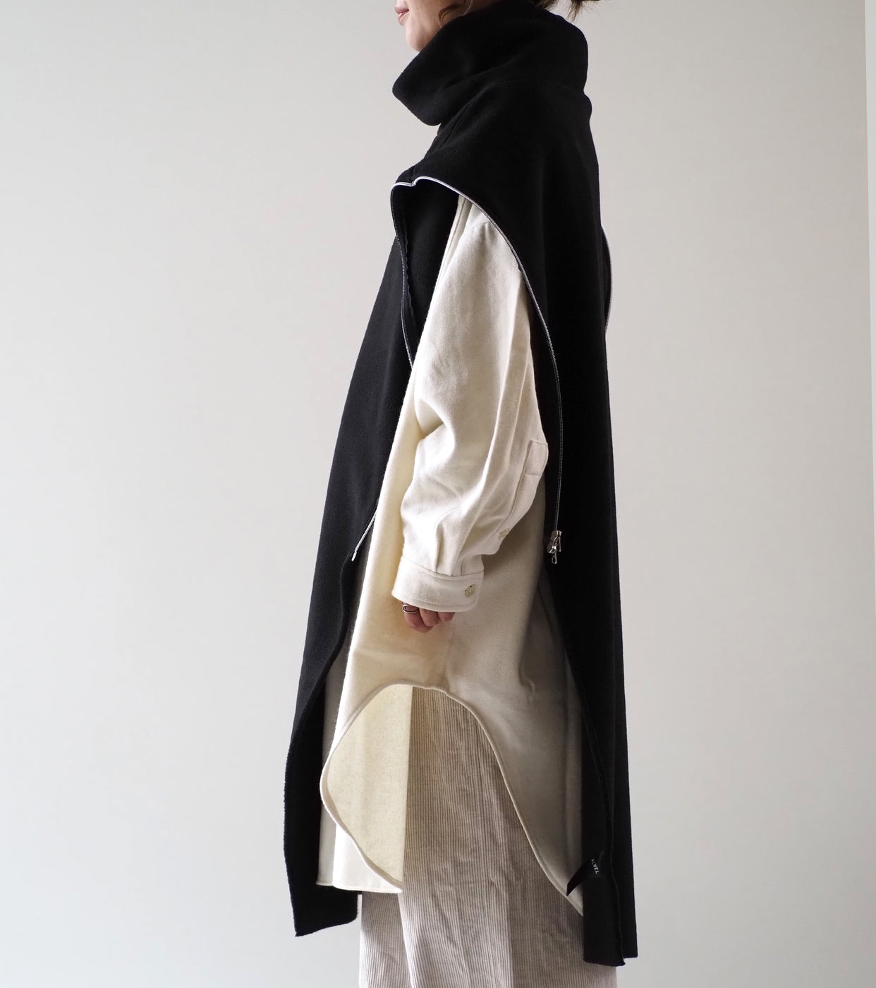 ALWEL フリース ストール ポンチョ , Black