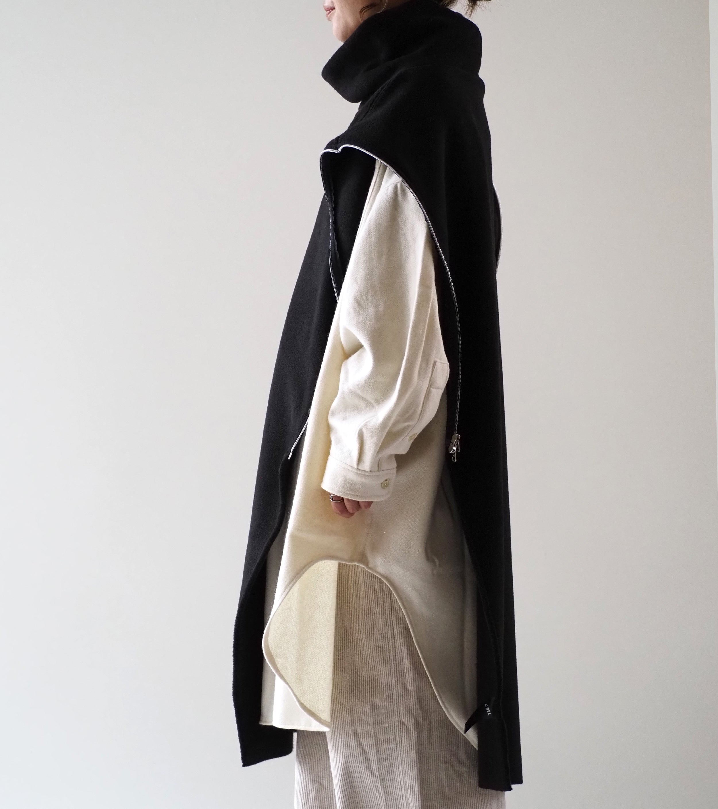 ALWEL フリース ストール ポンチョ , Black