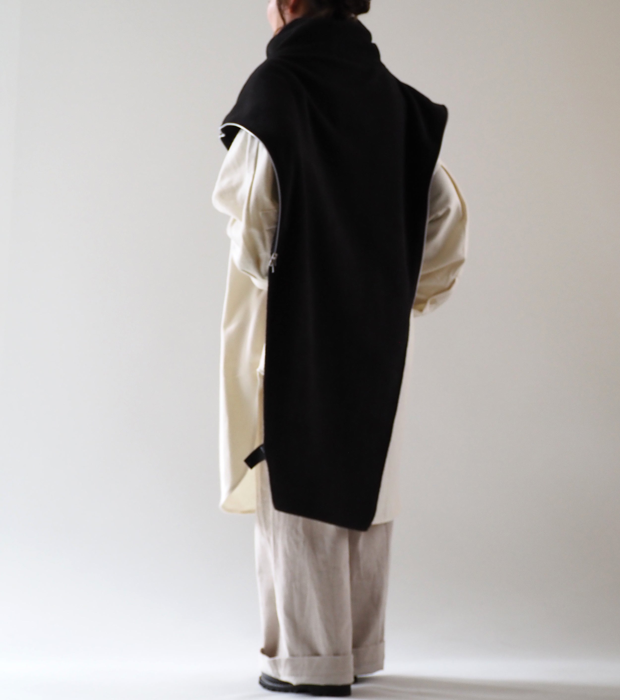 ALWEL フリース ストール ポンチョ , Black