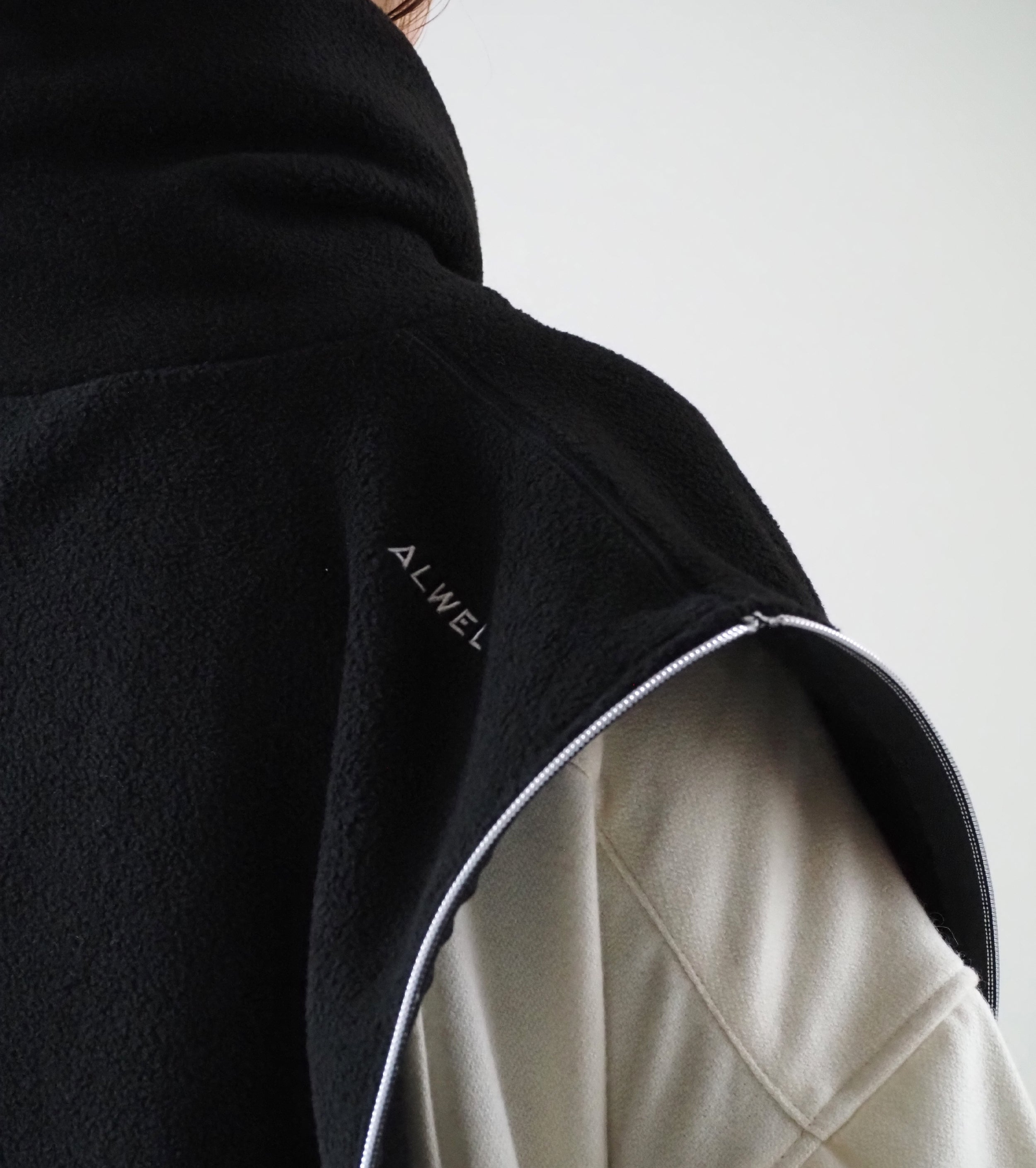 ALWEL フリース ストール ポンチョ , Black
