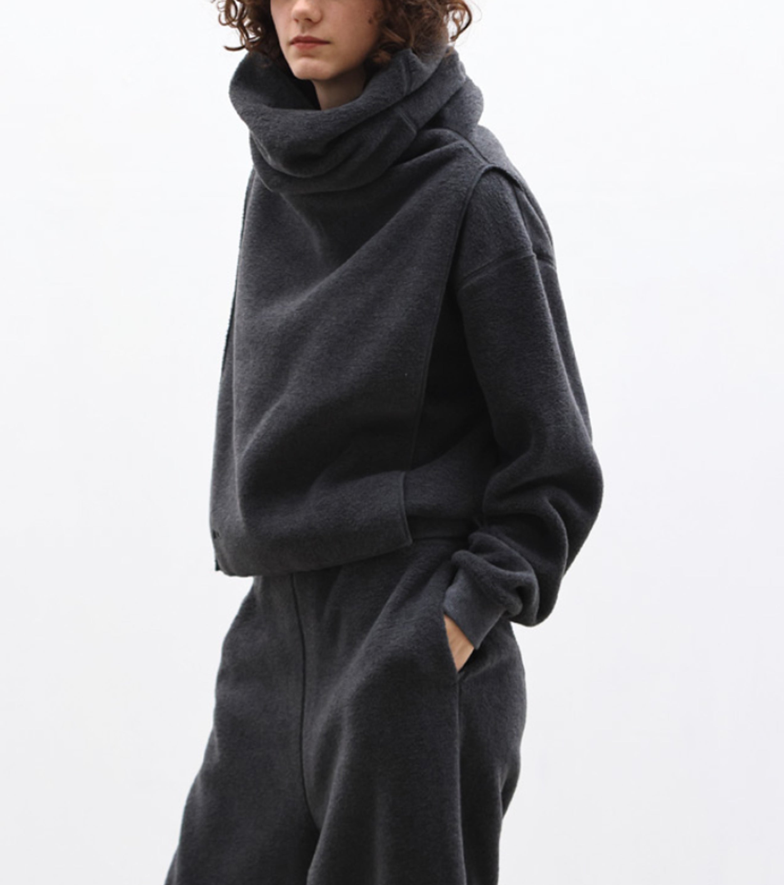 ALWEL FLEECE HIGH NECK GAITER  , Charcoal Gray