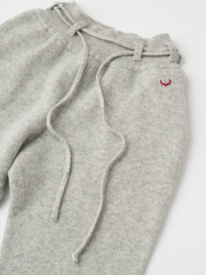 Unfil FINE LAMBS WOOL BELTED PANTS, Light Grey