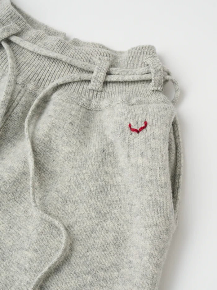 Unfil FINE LAMBS WOOL BELTED PANTS, Light Grey