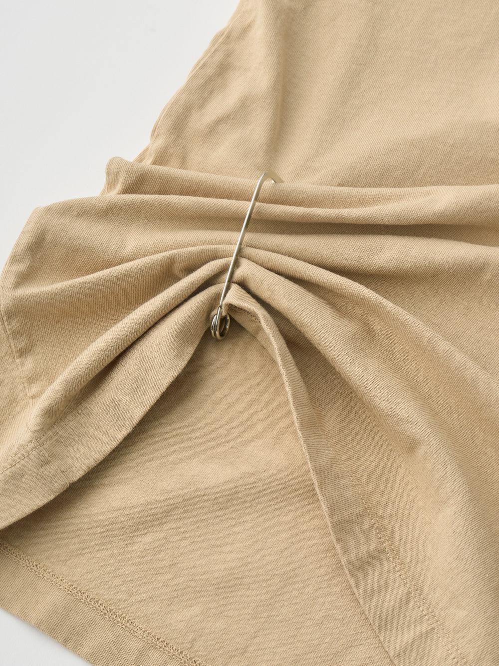 Unfil コットン オープンエンド ヤーン ガーメントダイイング リラックスフィット ティー, Tan Beige