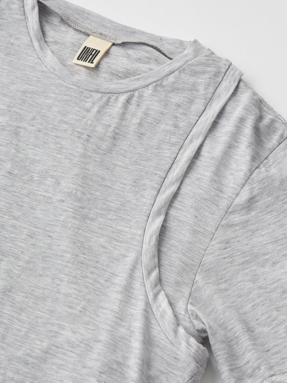 Unfil ファイン スラブ ヤーン レイヤード トップ , Light Gray