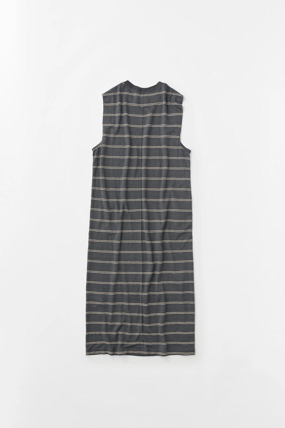 Unfil hemp striped jersey sleeveles T-dress , Dark Blue Stripe