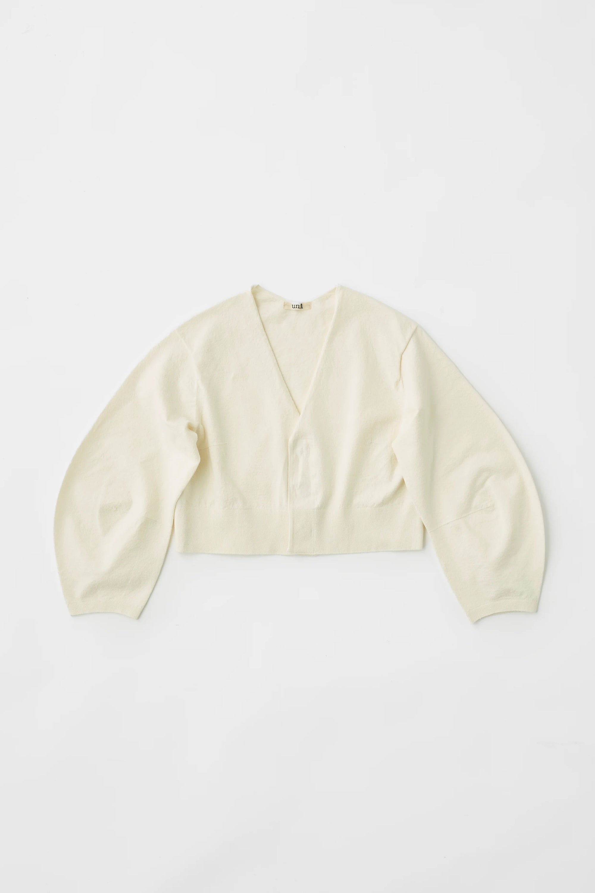 Unfil stretch organic cotton cropped cardigan, Off White