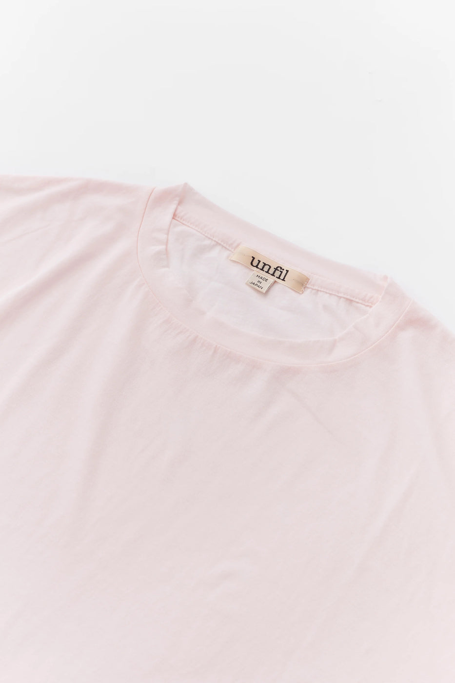 Unfil  twisted cotton sheer jersey long sleeve Tee, Creamy Pink