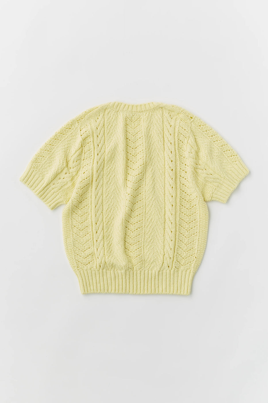 Unfil オープン ワークケーブル ニット セーター, Cream Yellow